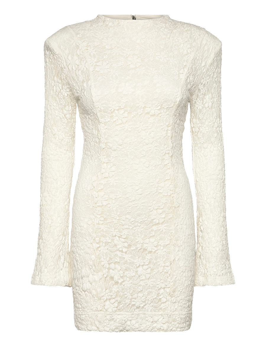 ROTATE - LACE LS MINI DRESS - cocktailklänningar - egret - 1