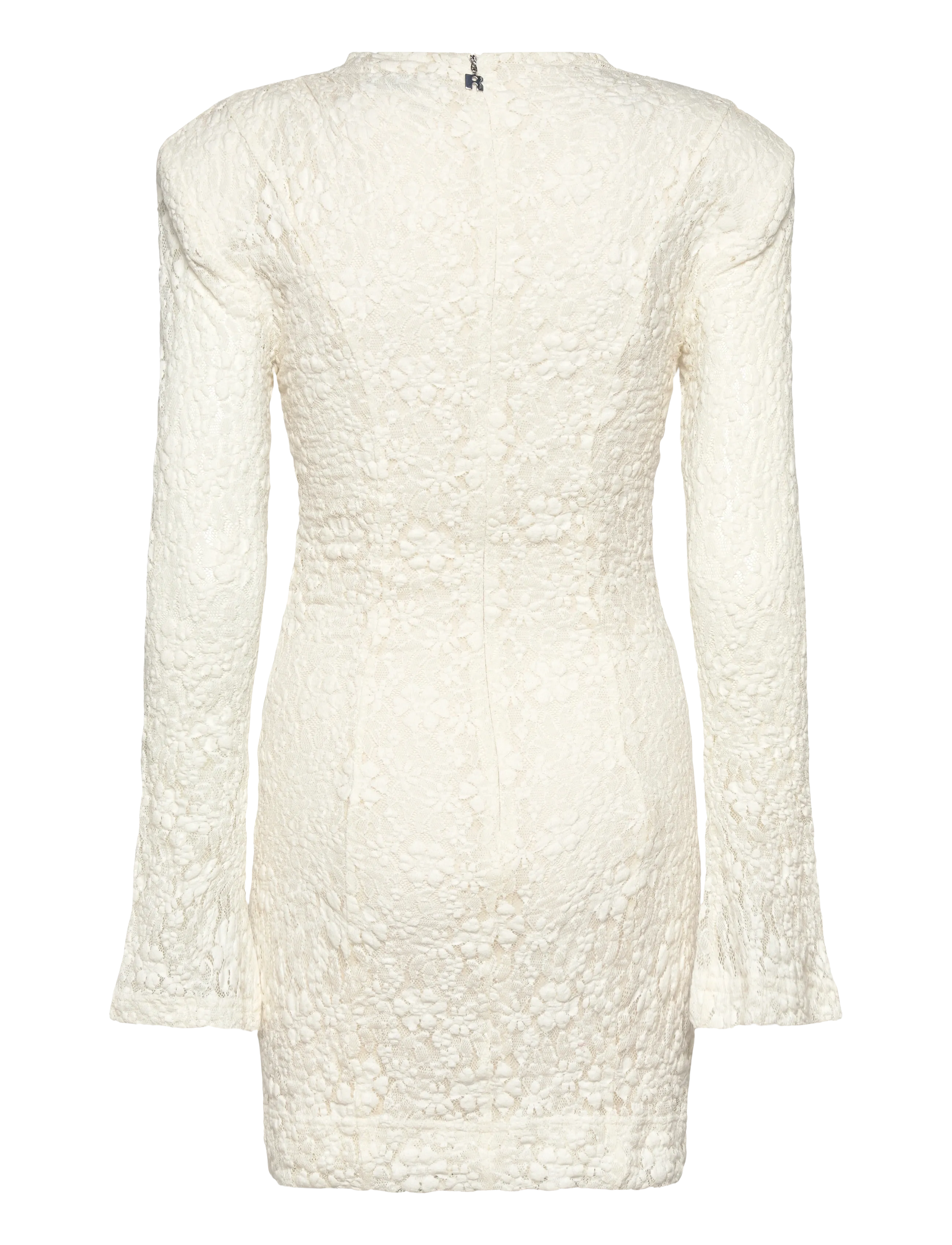 ROTATE - LACE LS MINI DRESS - cocktailklänningar - egret - 2