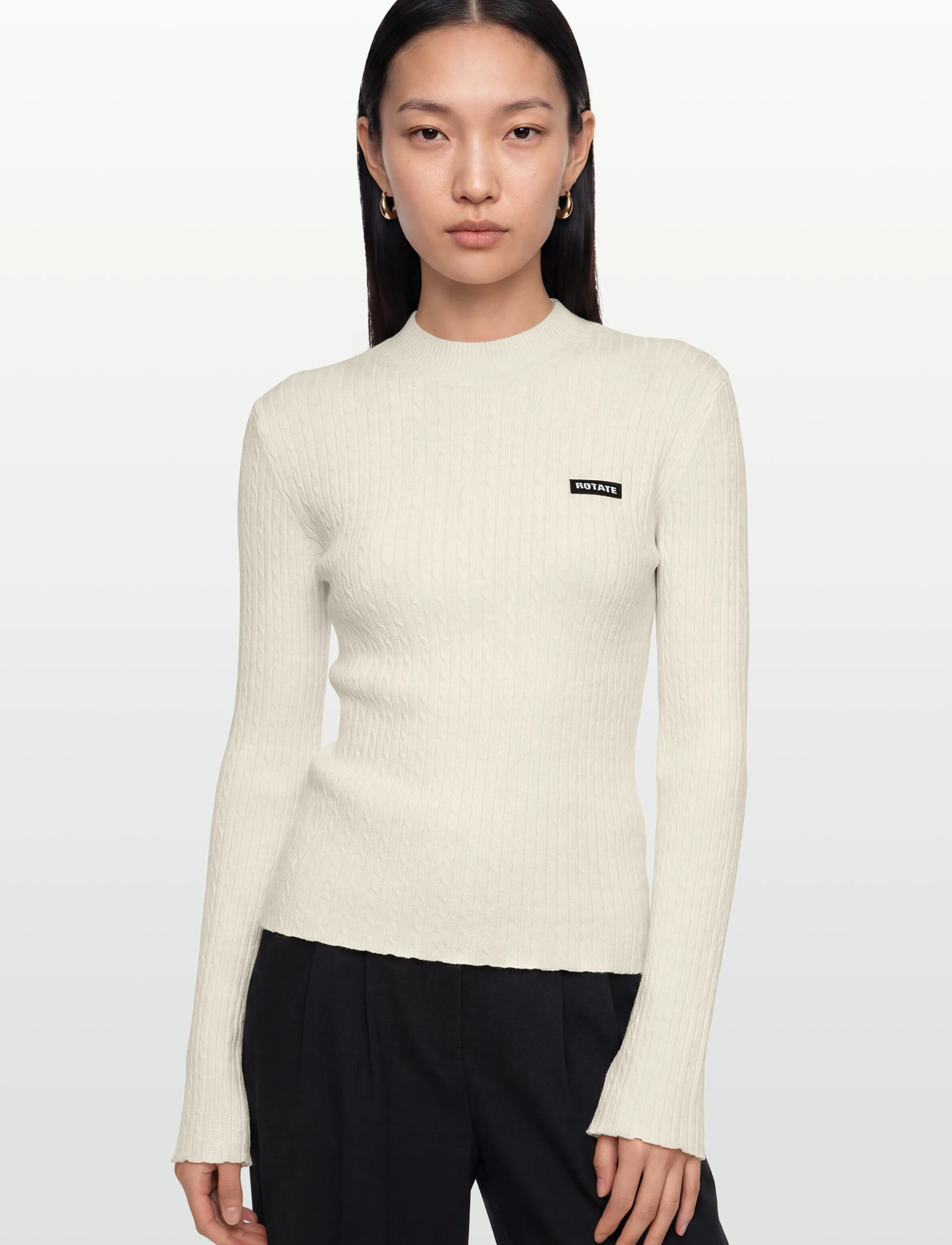 ROTATE - CABLE TIGHT HIGHNECK - egret - 3