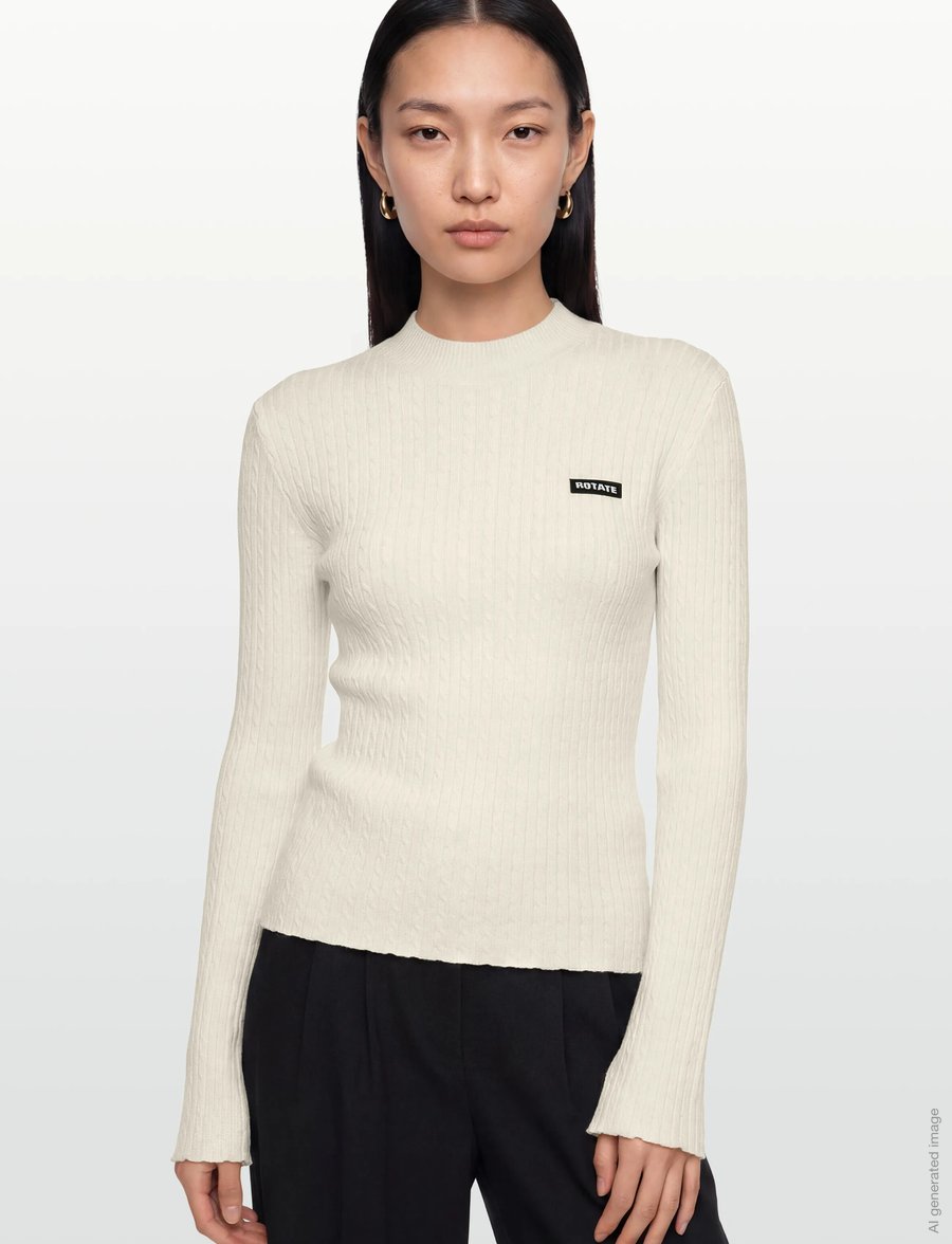 ROTATE - CABLE TIGHT HIGHNECK - egret - 3