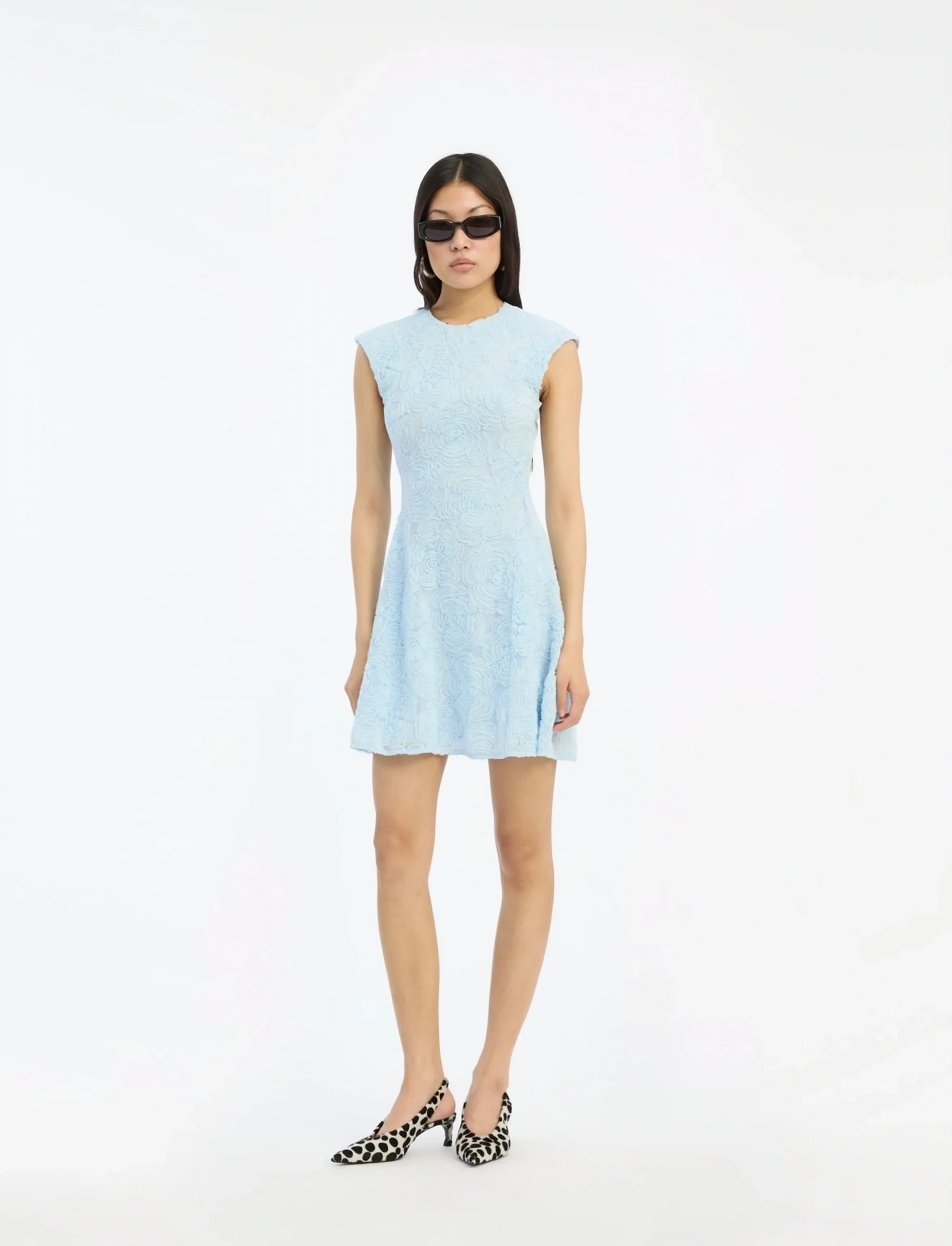 ROTATE Birger Christensen SLINGBACK FUR PUMP - ROTATE - BRIGHT WHITE COMB. / black