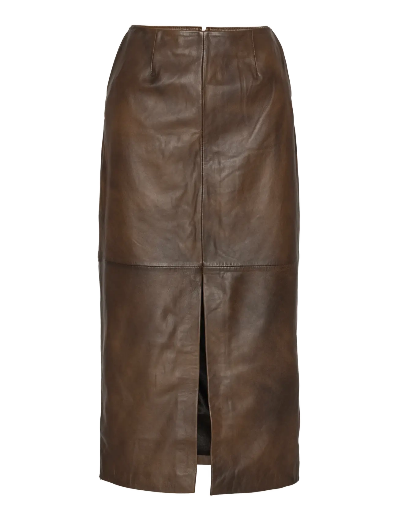 ROTATE LEATHER MIDI PENCIL SKIRT - Pencil skirts - POTTING SOIL / brown