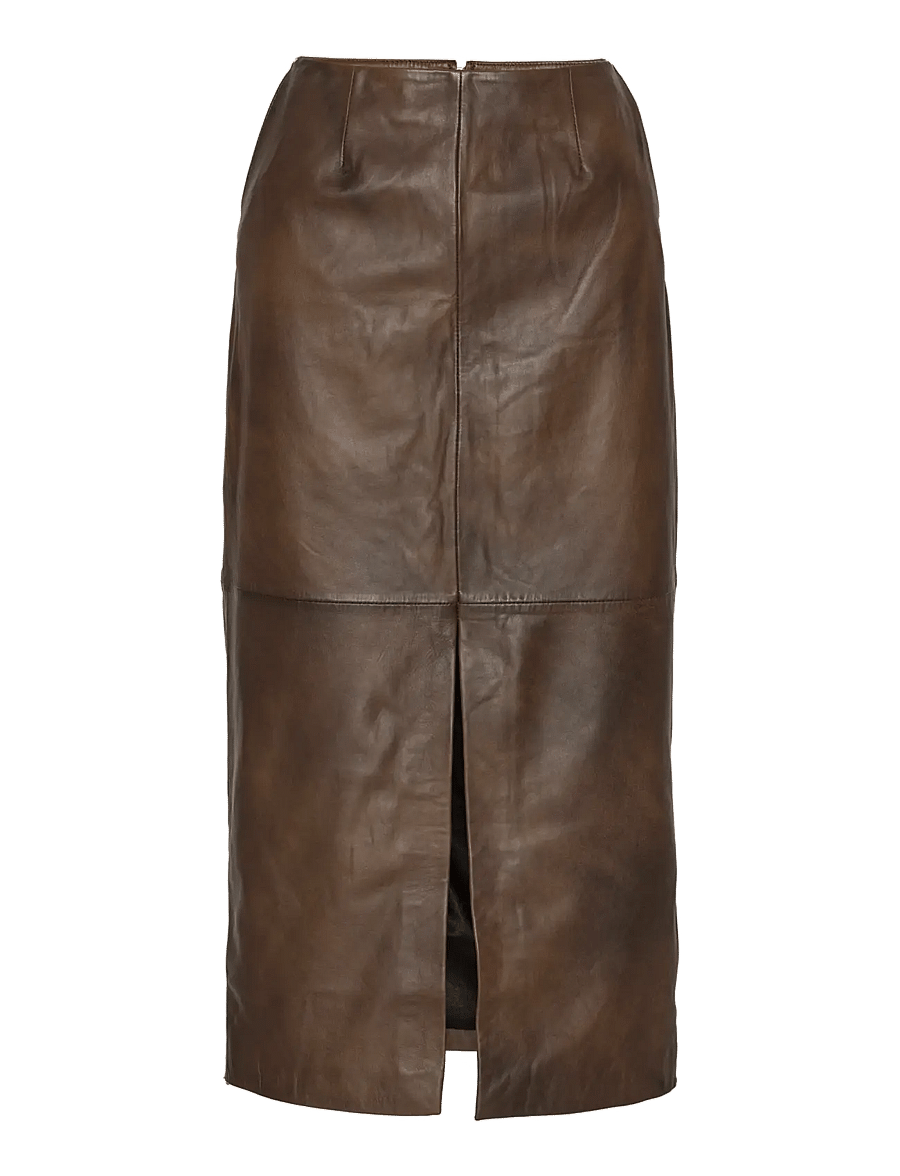 ROTATE - LEATHER MIDI PENCIL SKIRT - midi-röcke - potting soil - 1