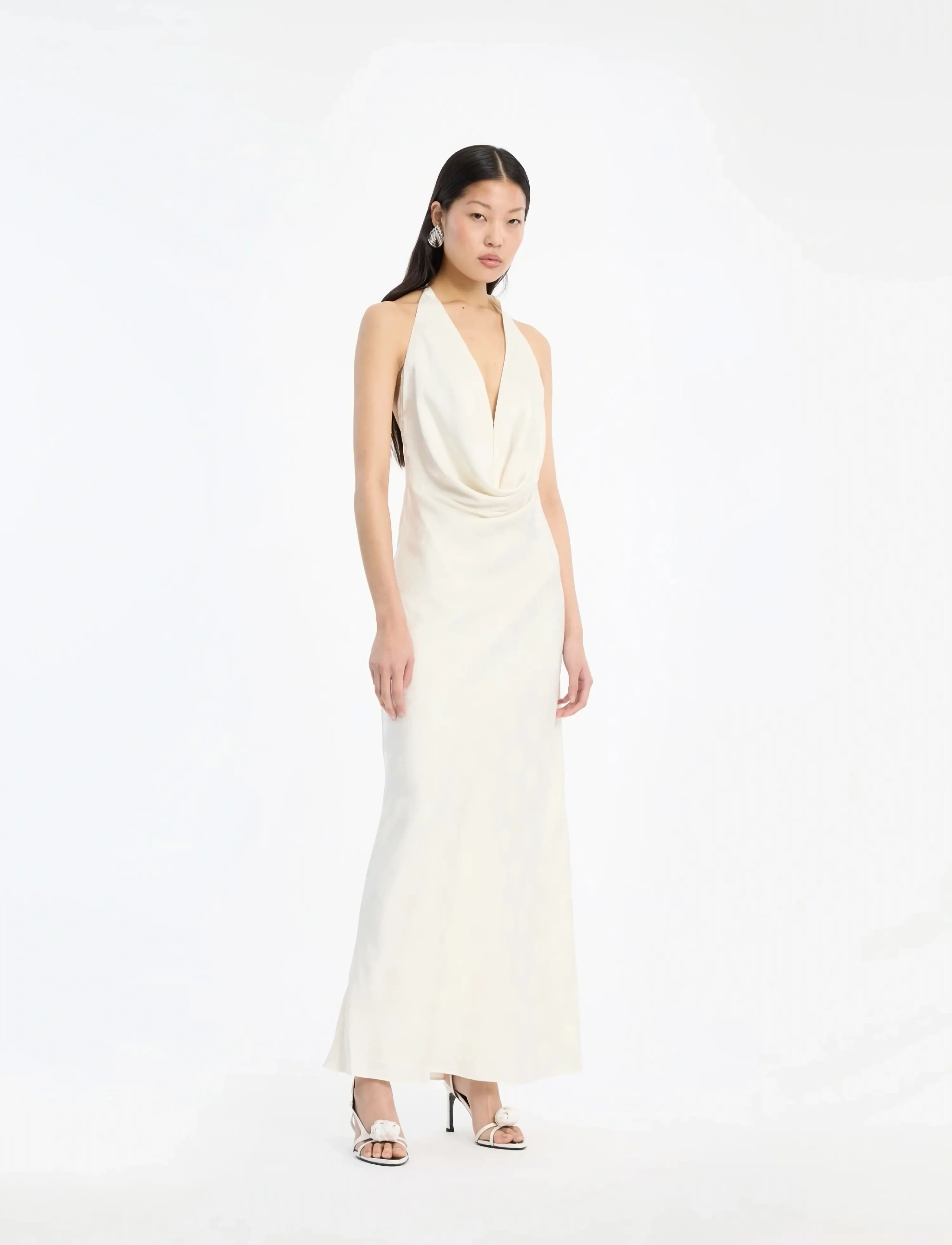 ROTATE SATIN HALTERNECK - Nyheder - EGRET / cream