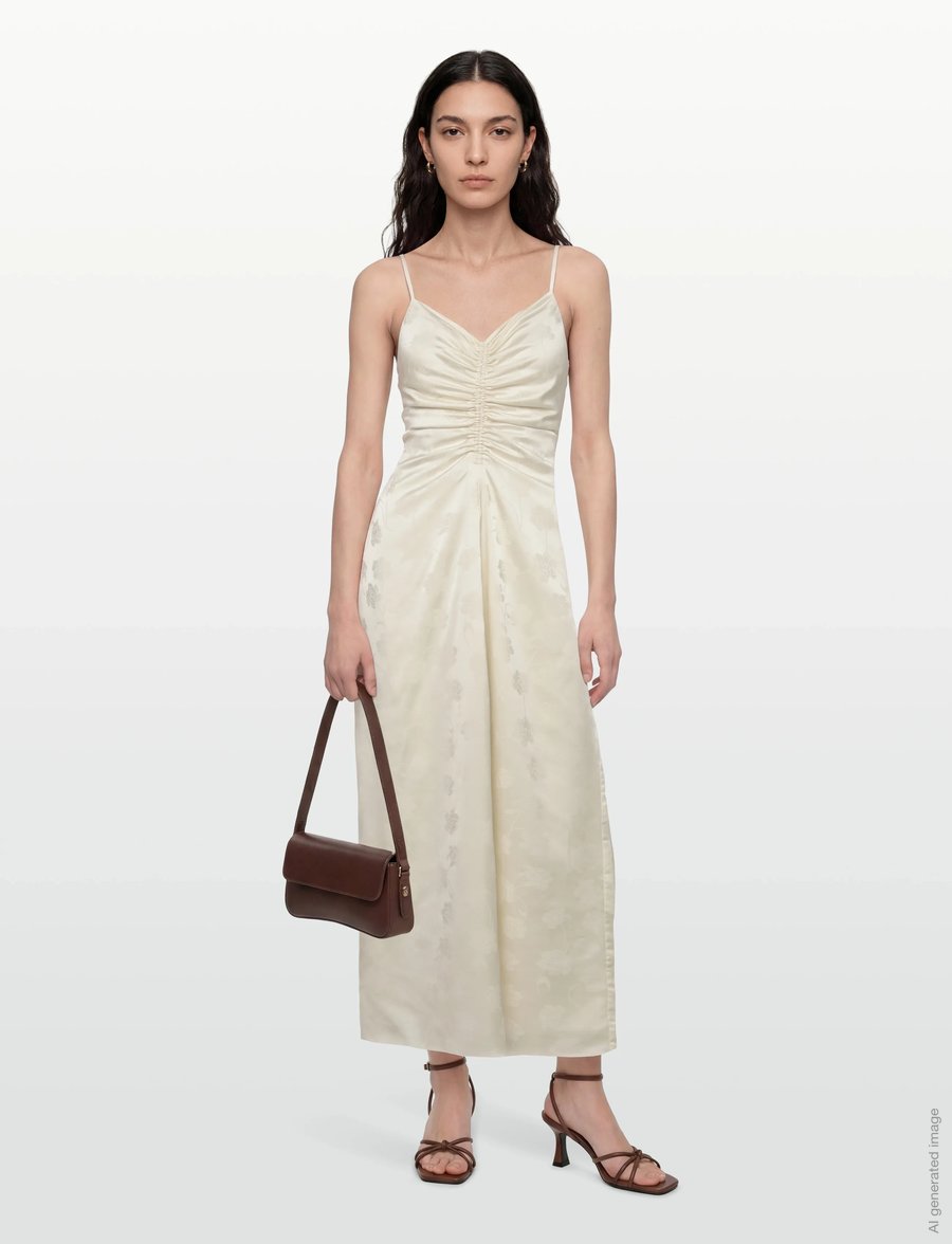ROTATE - DRAPEY SLIP DRESS - Õhtukleidid - egret - 0