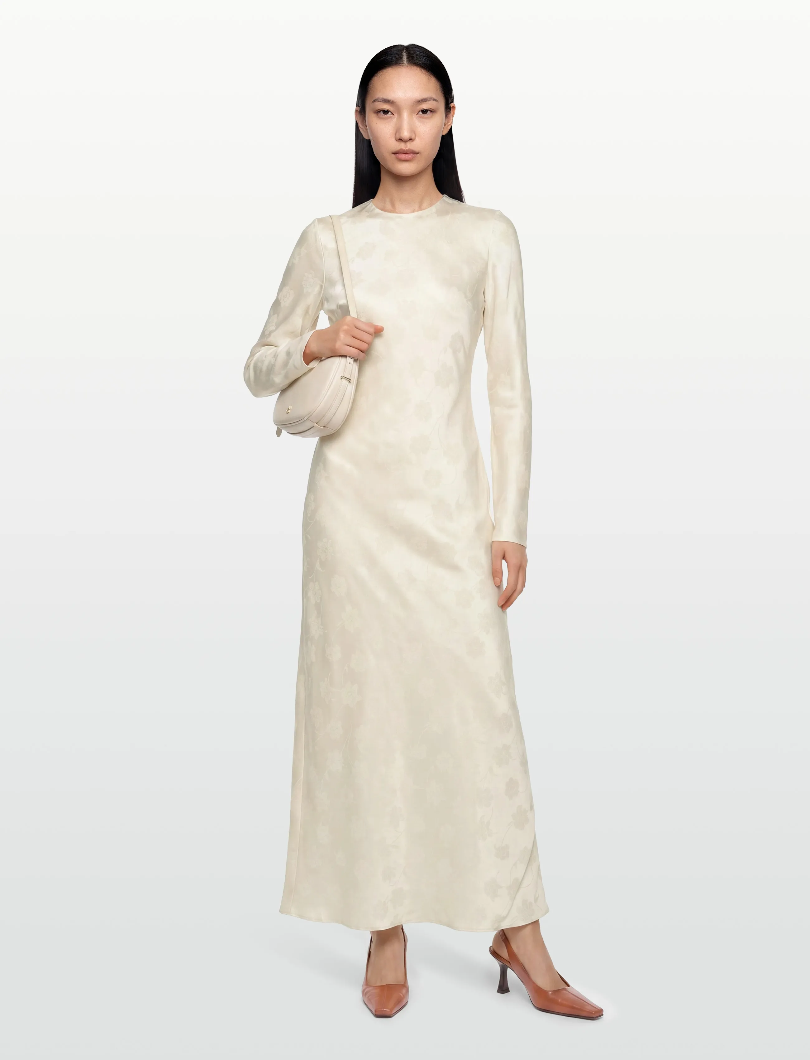 ROTATE LS BIASCUT DRESS - Clothing - EGRET / cream