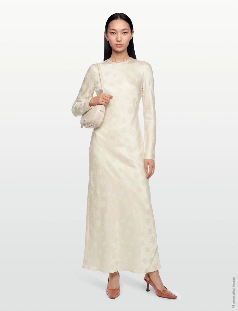 ROTATE - LS BIASCUT DRESS - maxikleider - egret - 0