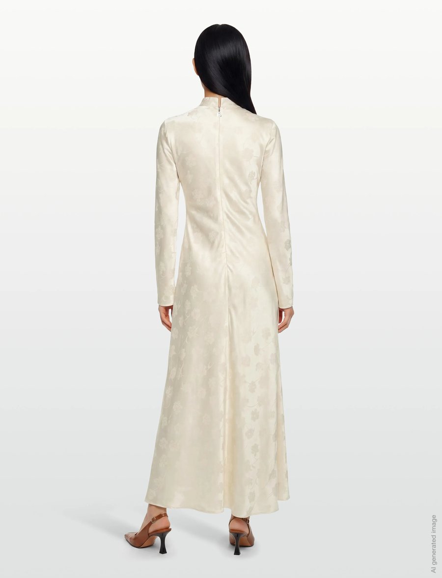 ROTATE - LS BIASCUT DRESS - maxikleider - egret - 4