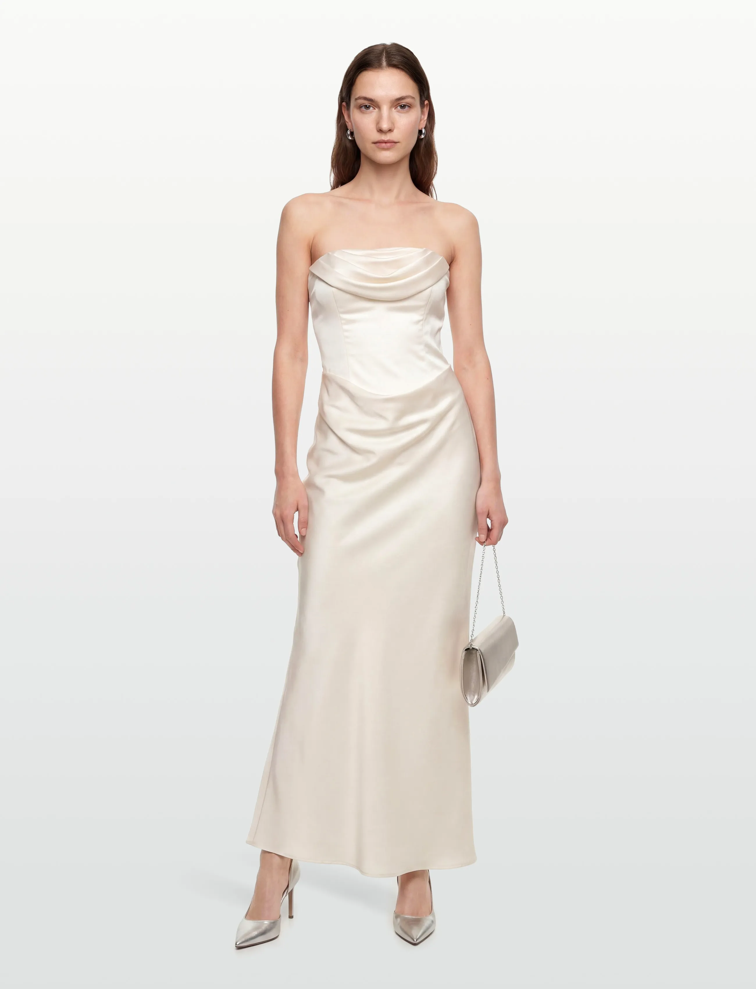 ROTATE CORSAGE LONG DRESS - Clothing - EGRET / cream