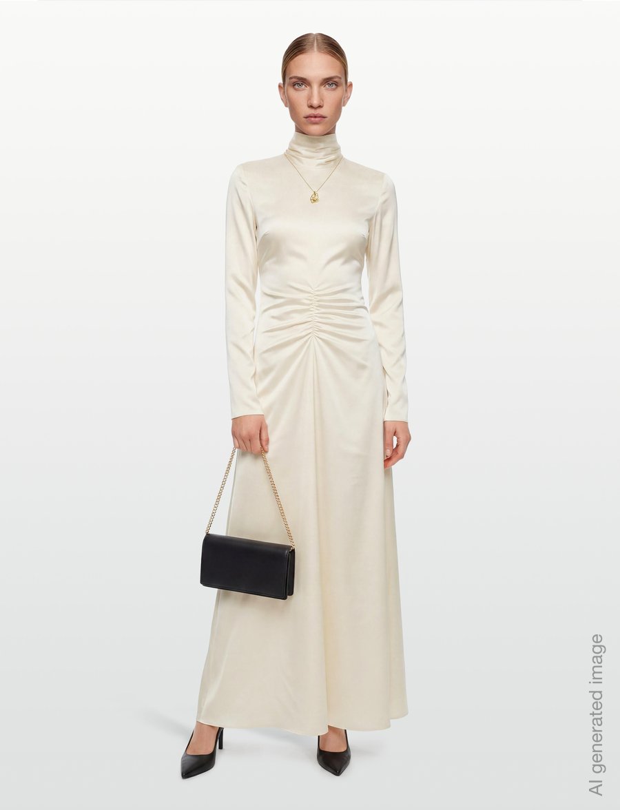 ROTATE - LS SCARF DRESS - aftonklänningar - egret - 0