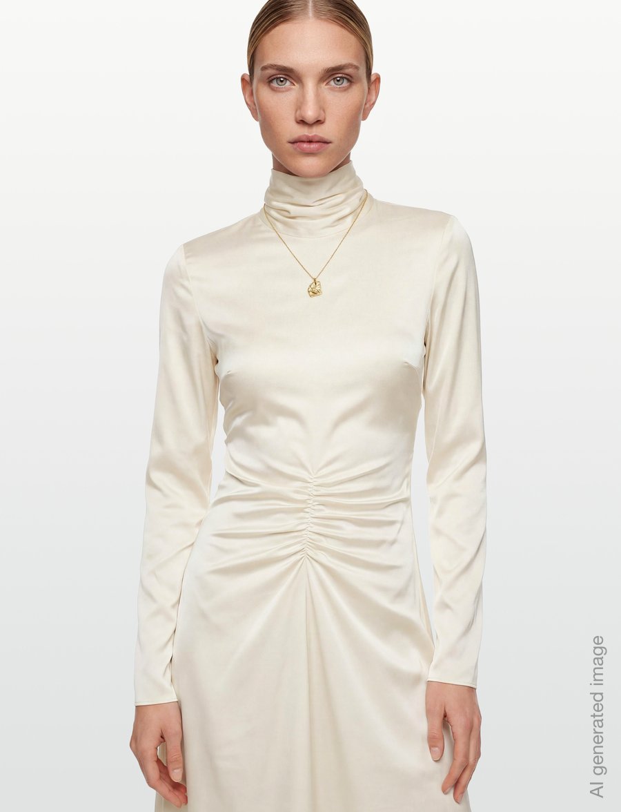 ROTATE - LS SCARF DRESS - aftonklänningar - egret - 5