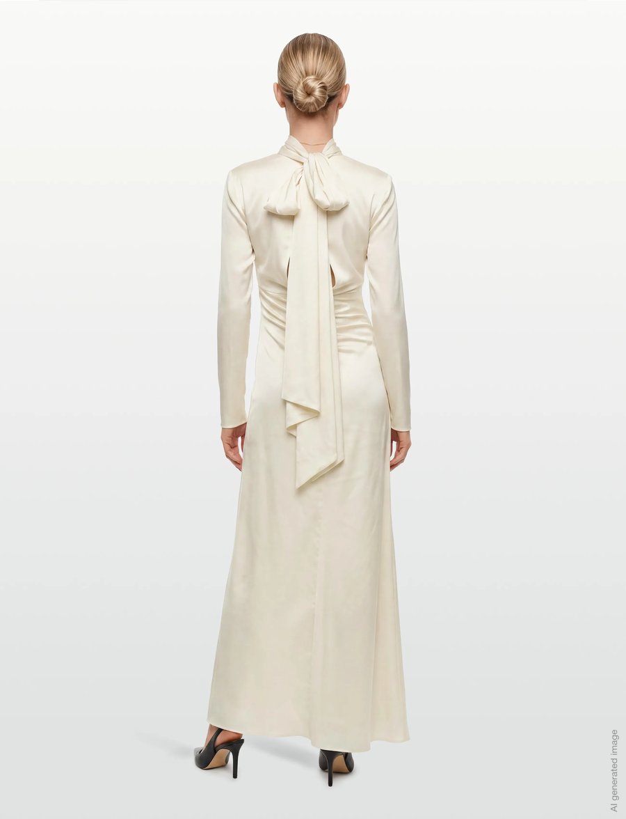 ROTATE - LS SCARF DRESS - robes de soirée - egret - 4
