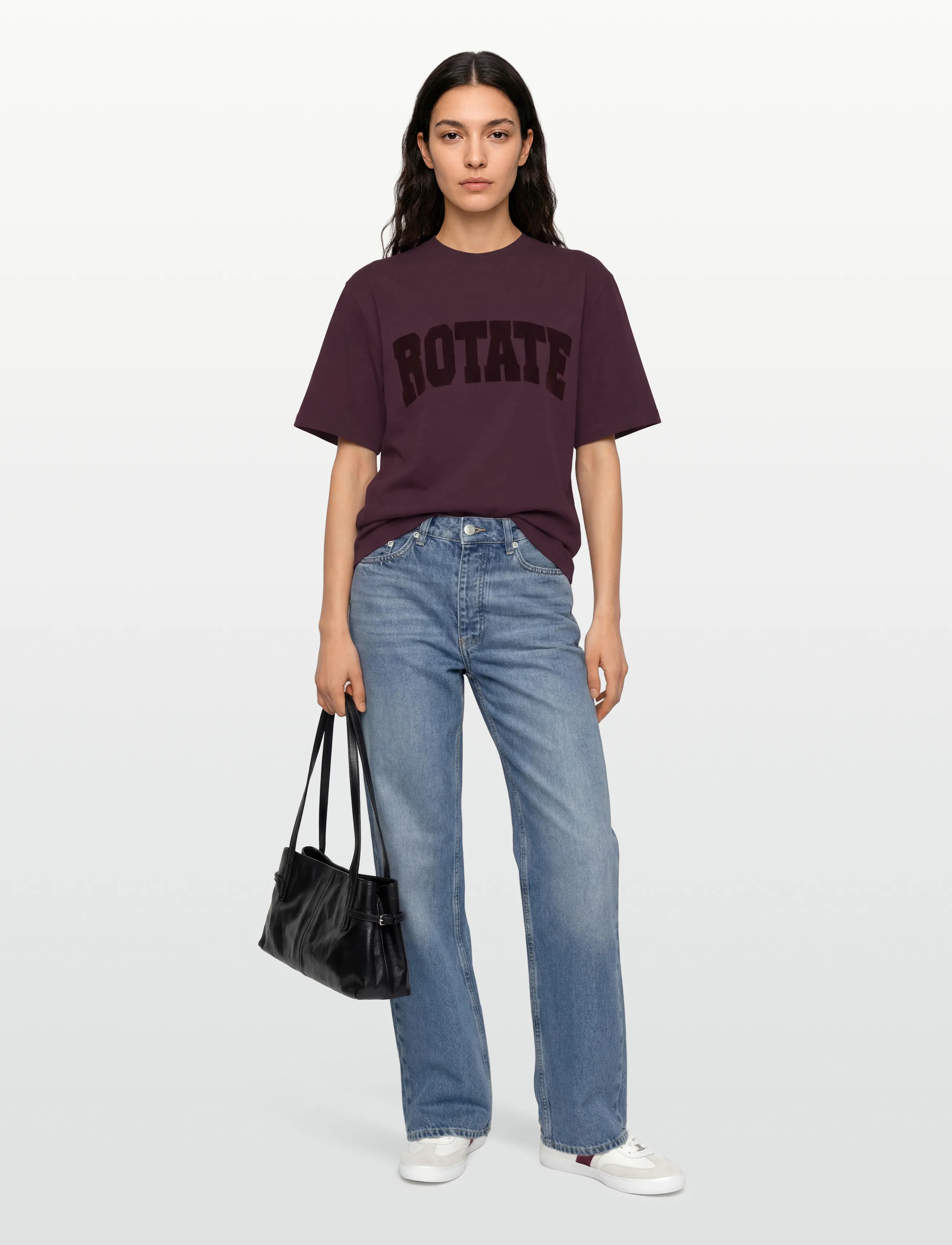 ROTATE Jersey Oversized T-Shirt, XS, T-shirts & Oberteile, Burgunderrot - Short-sleeved, Frauen