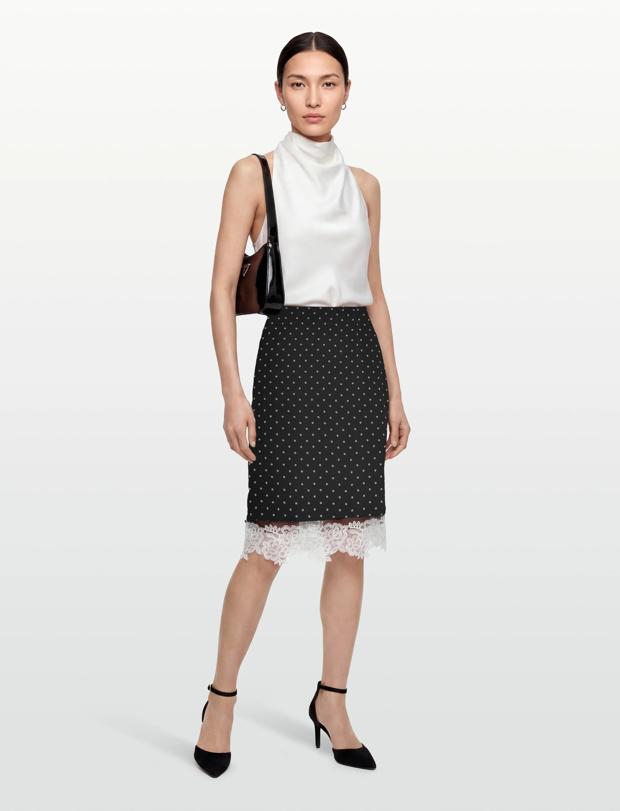 ROTATE LACEBAND PENCILSKIRT - Kleidung - 1000 BLACK COMB. / black