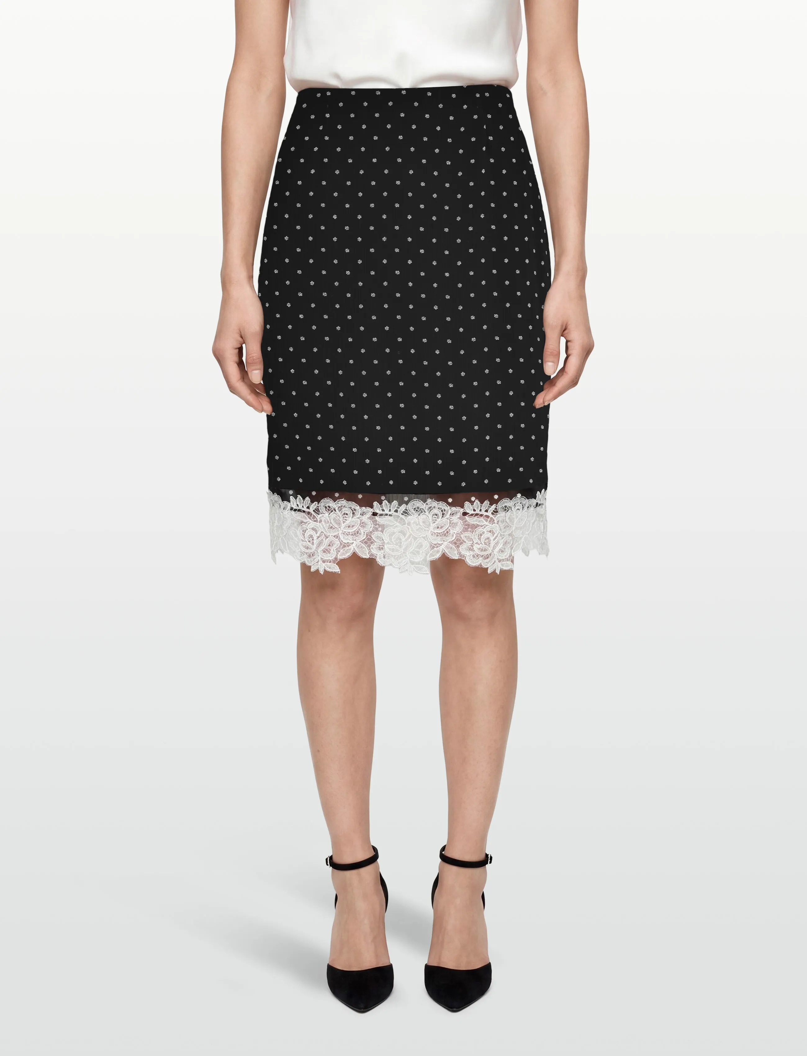ROTATE - LACEBAND PENCILSKIRT - midi-röcke - 1000 black comb. - 4