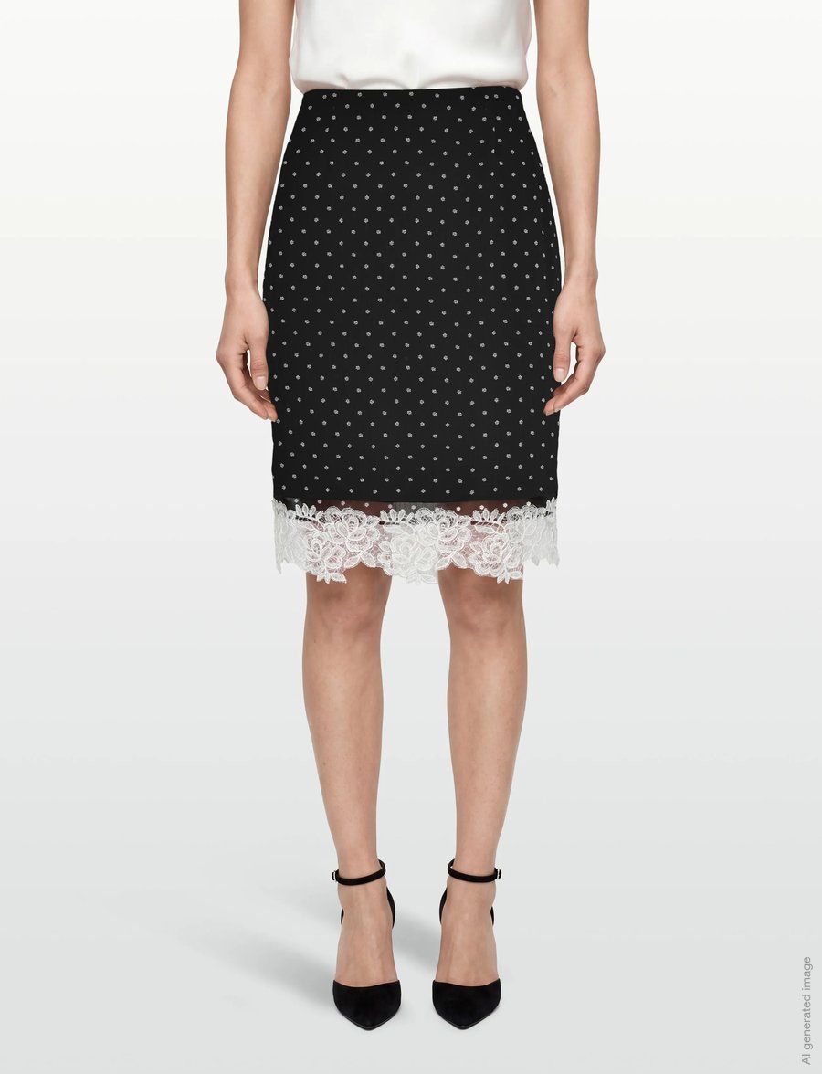 ROTATE - LACEBAND PENCILSKIRT - midi-röcke - 1000 black comb. - 4