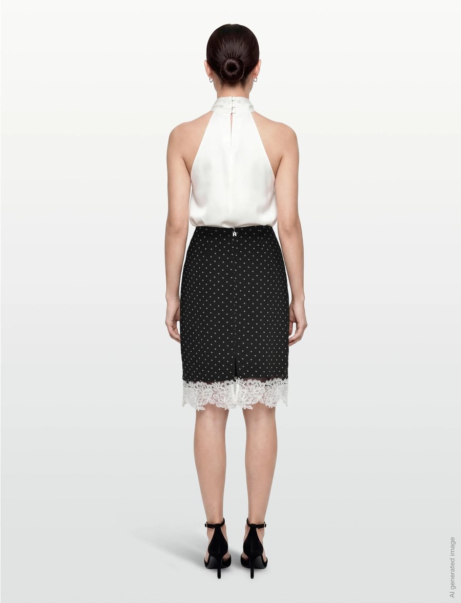 ROTATE - LACEBAND PENCILSKIRT - midi-röcke - 1000 black comb. - 5