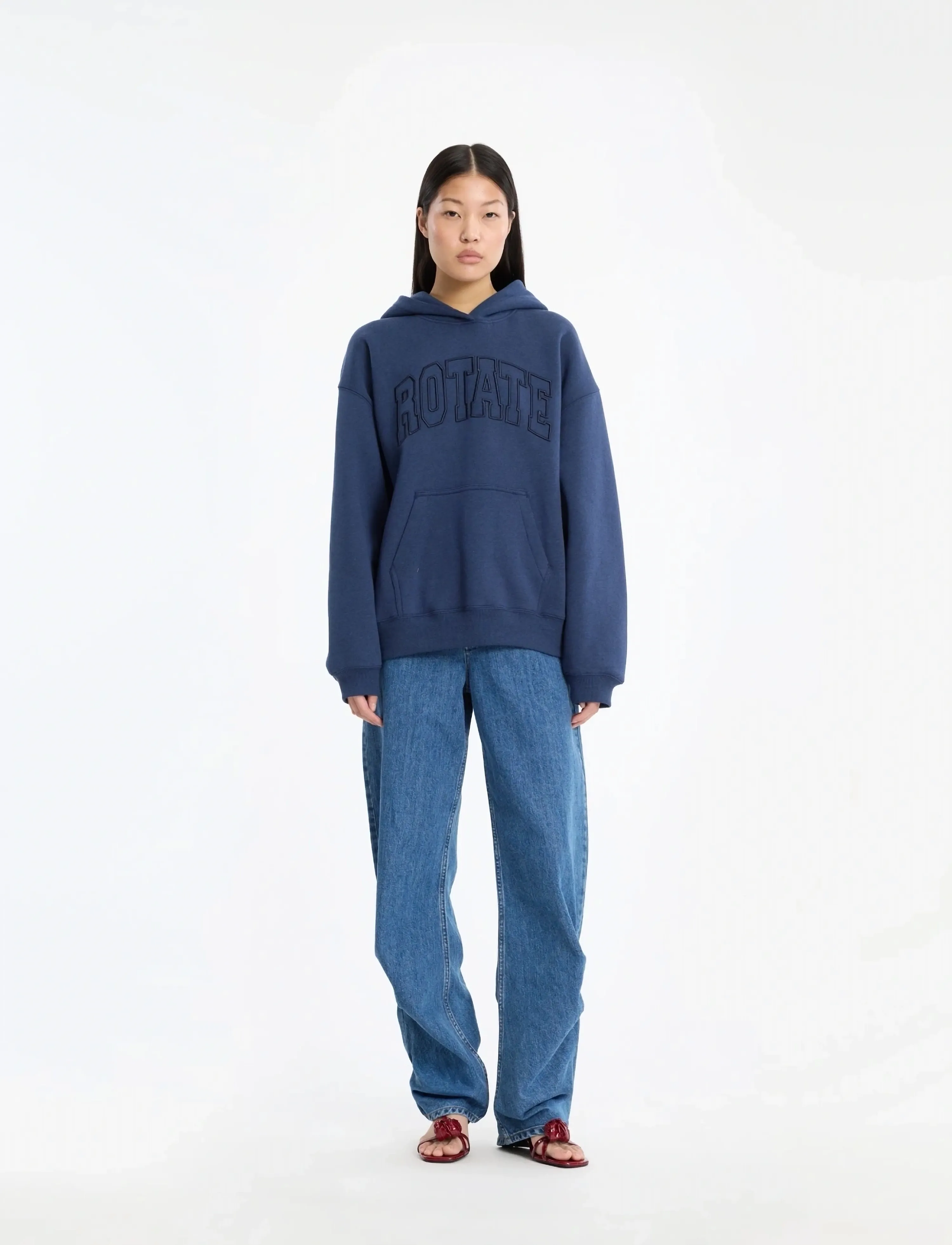 ROTATE Classic Sweat Hoodie, XS, Navy, Sweatshirts & Hættetrøjer > Hættetrøjer, Dame