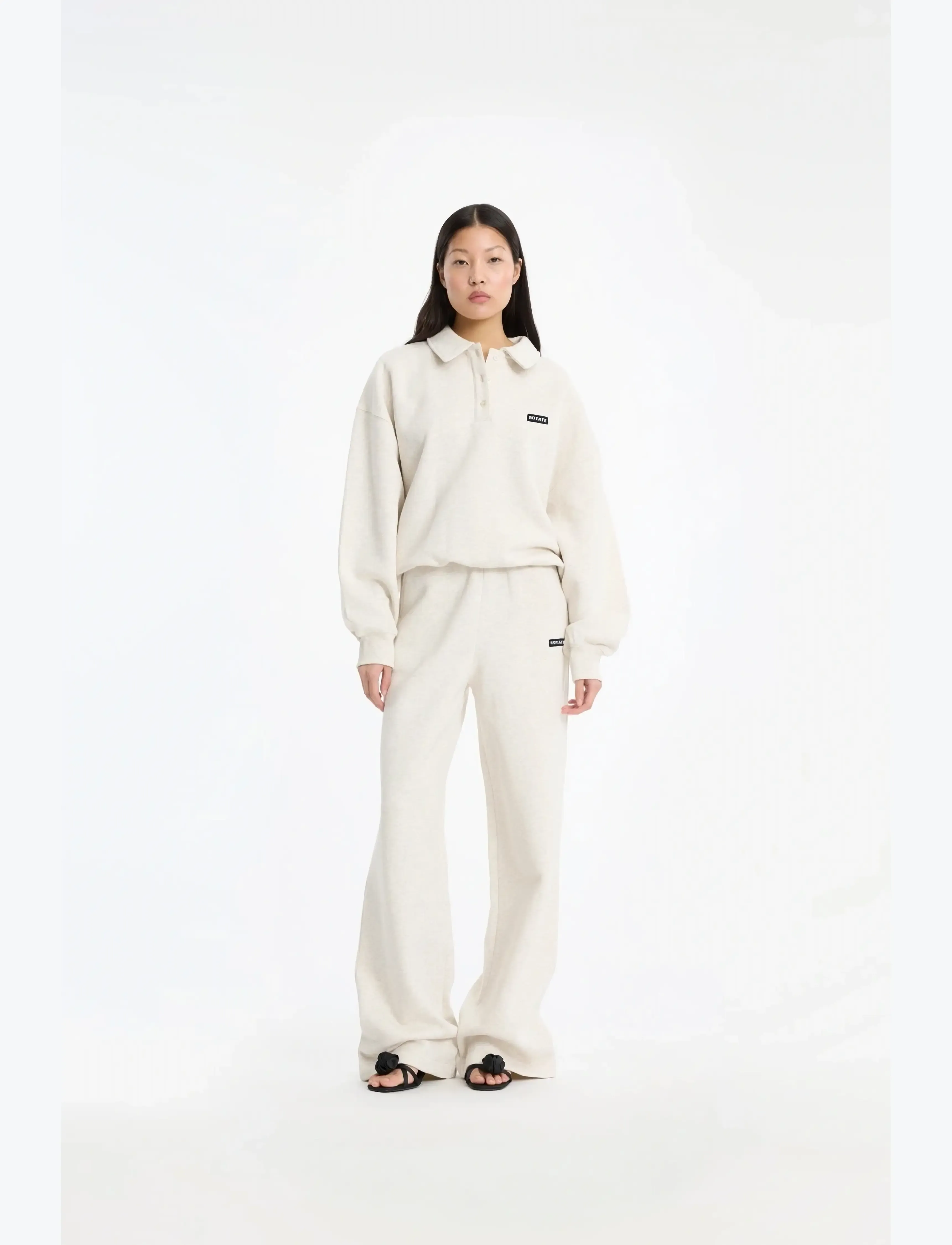 ROTATE Classic Sweat Polo, Kvinder, Polo Sweatshirt, Hvid, Str: M