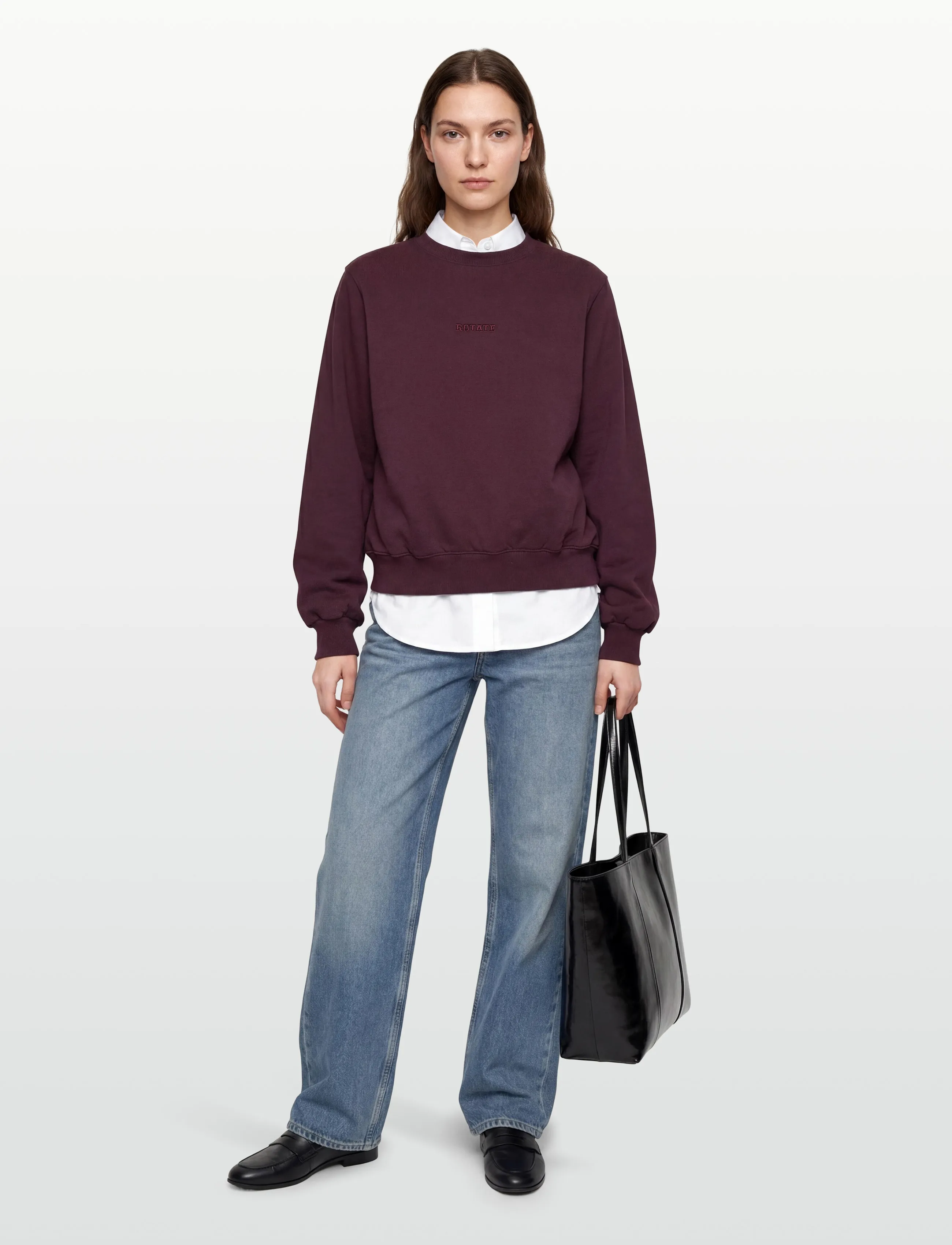 ROTATE Classic Sweatshirt, L, Burgundy, Sweatshirts & Hættetrøjer > Sweatshirts, Dame