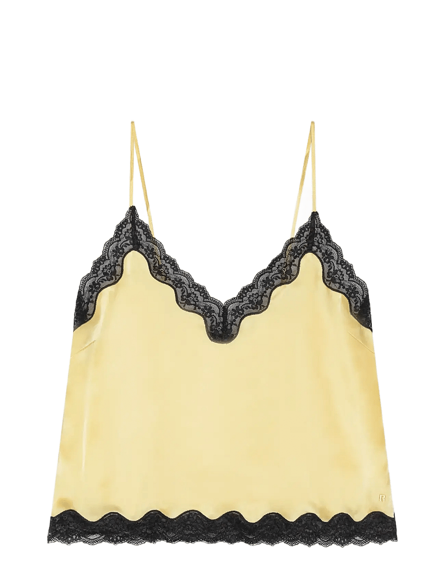 ROTATE - Camisole w. lace - Ärmellose tops - italian straw - 0