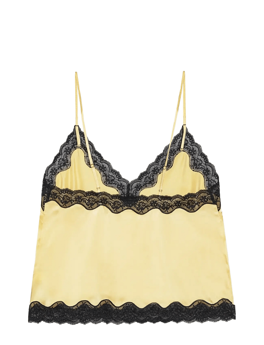 ROTATE - Camisole w. lace - Ärmellose tops - italian straw - 1