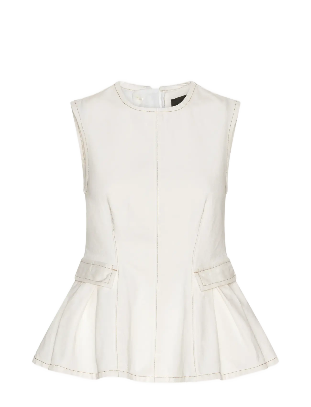 ROTATE Peplum Denim Oberteil Weiß - 36 - Damen