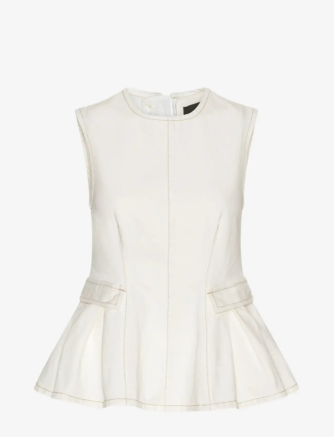ROTATE - PEPLUM DENIM TOP - sleeveless blouses - raw white denim - 1