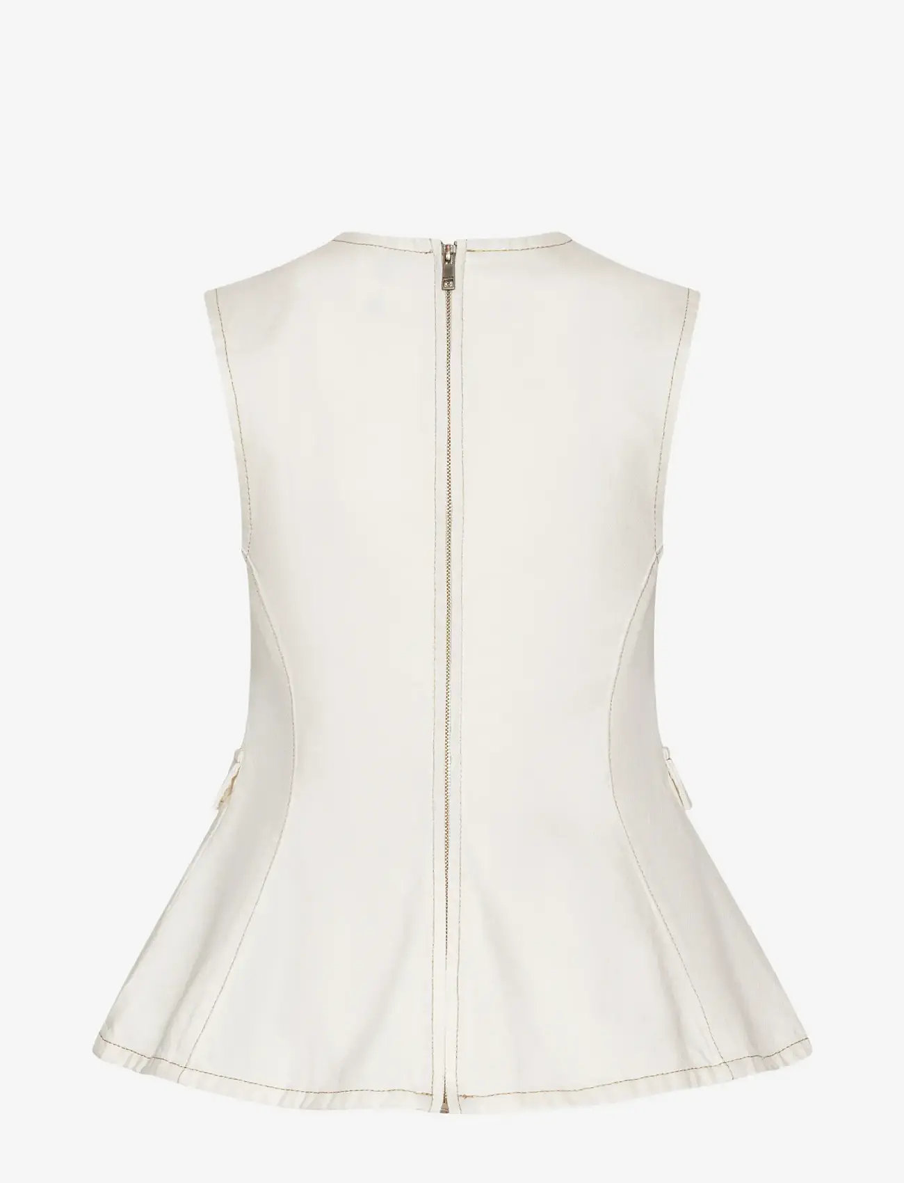ROTATE - PEPLUM DENIM TOP - sleeveless blouses - raw white denim - 2