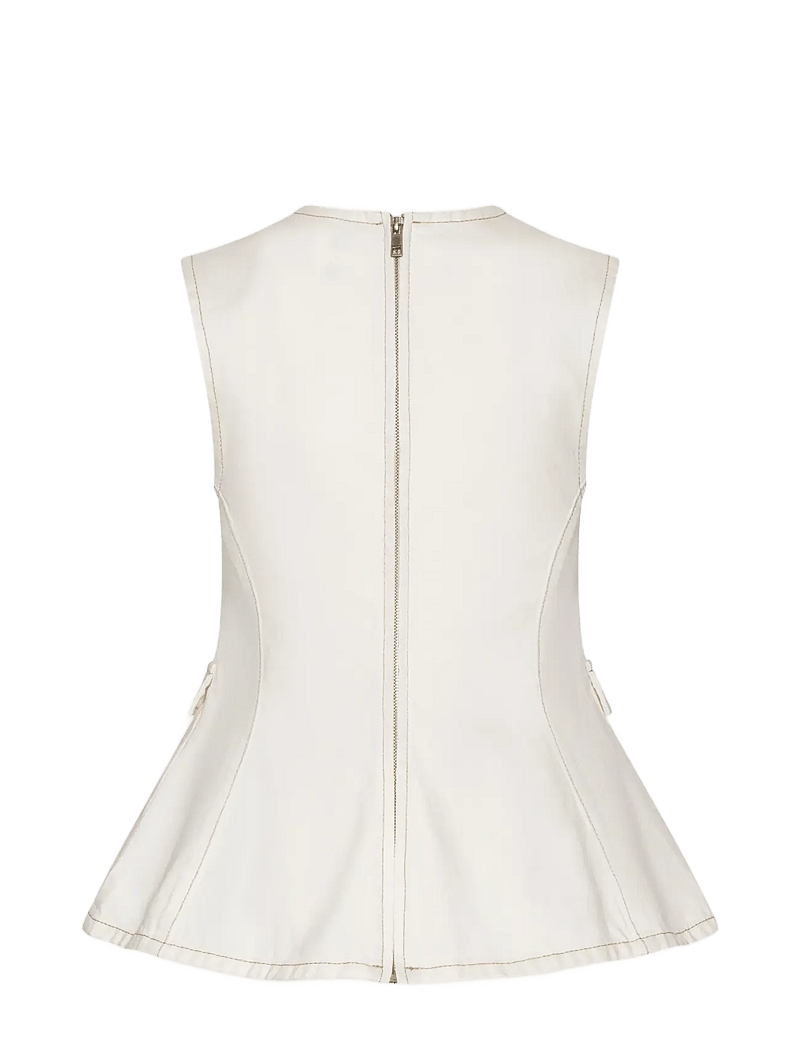 ROTATE - PEPLUM DENIM TOP - sleeveless blouses - raw white denim - 2