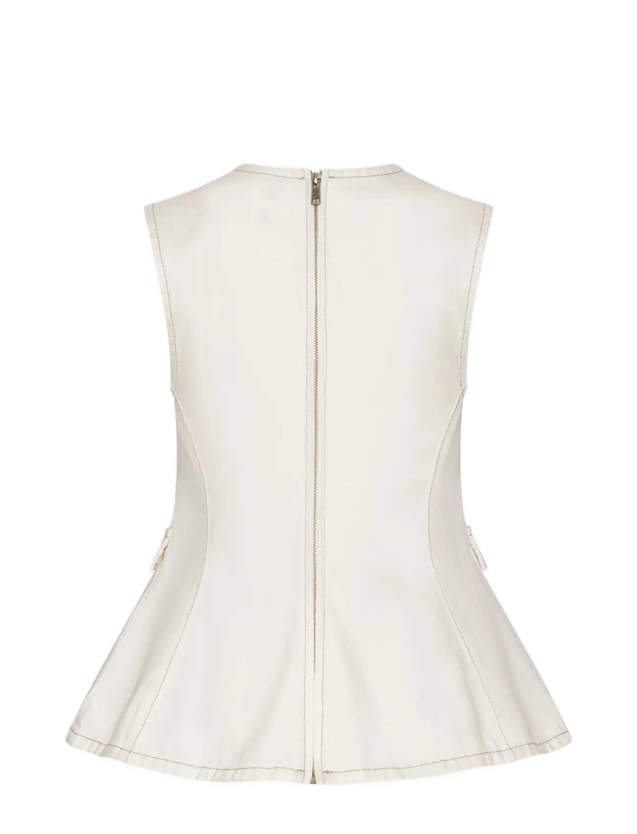 ROTATE - PEPLUM DENIM TOP - Ärmellose blusen - raw white denim - 2