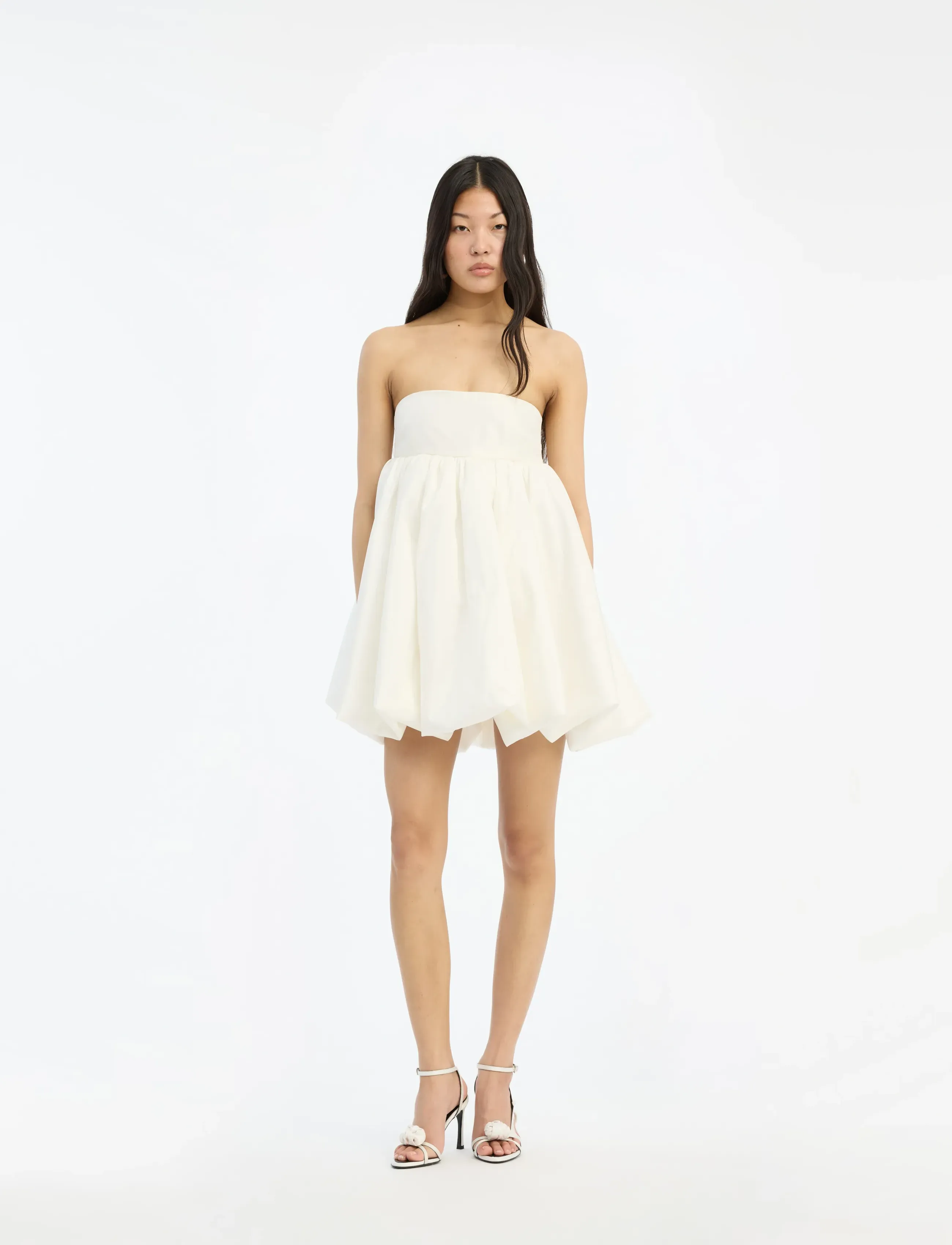ROTATE Satin Mini Bubble Dress, 34, Designer, Weiß - Short Frauen