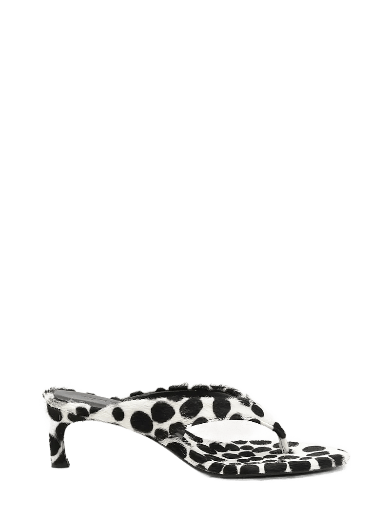ROTATE - KITTEN HEEL FUR MULE - heeled sandals - bright white comb. - 1