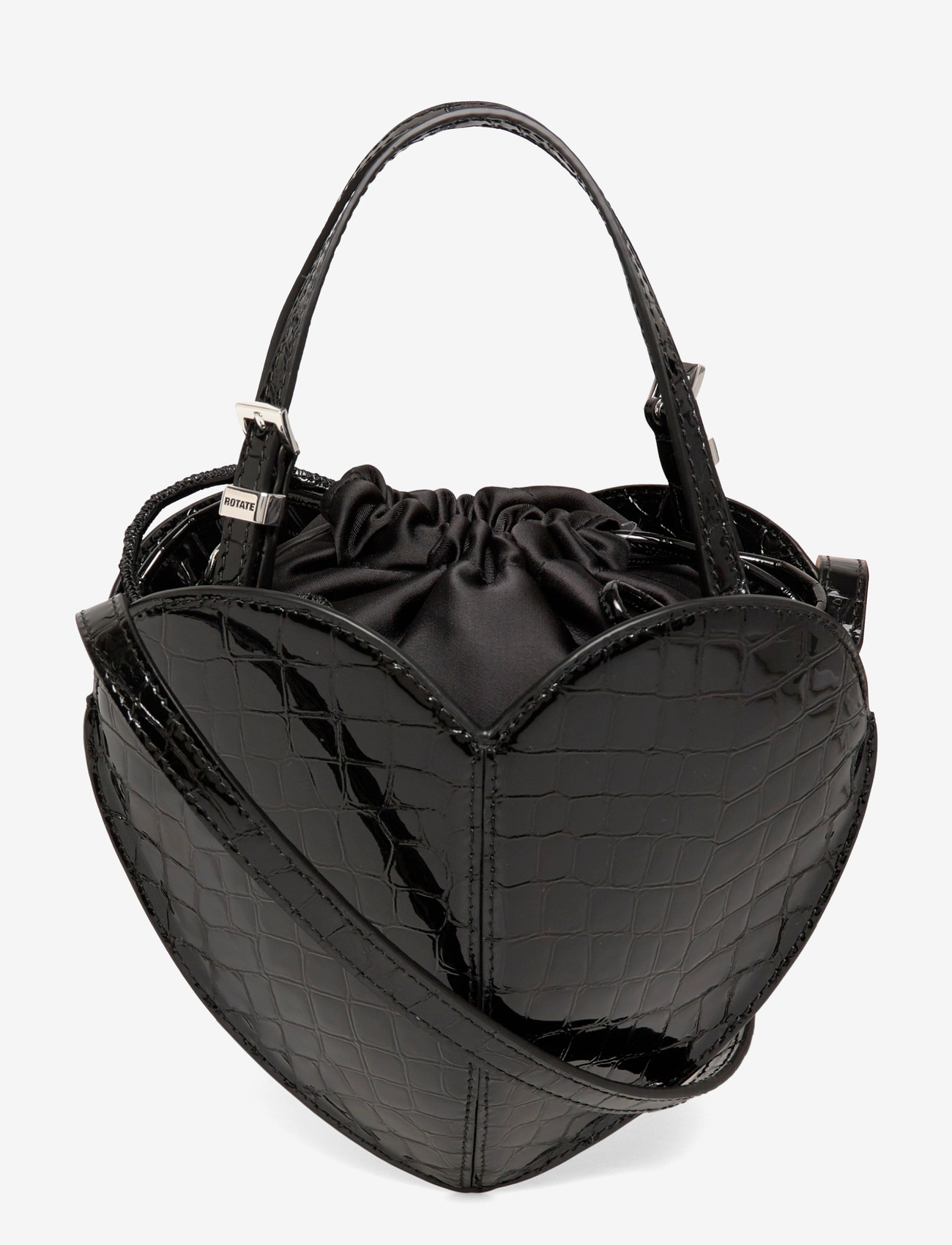 ROTATE - PATENT CROCO HEART BAG - særlige begivenheder - black - 0