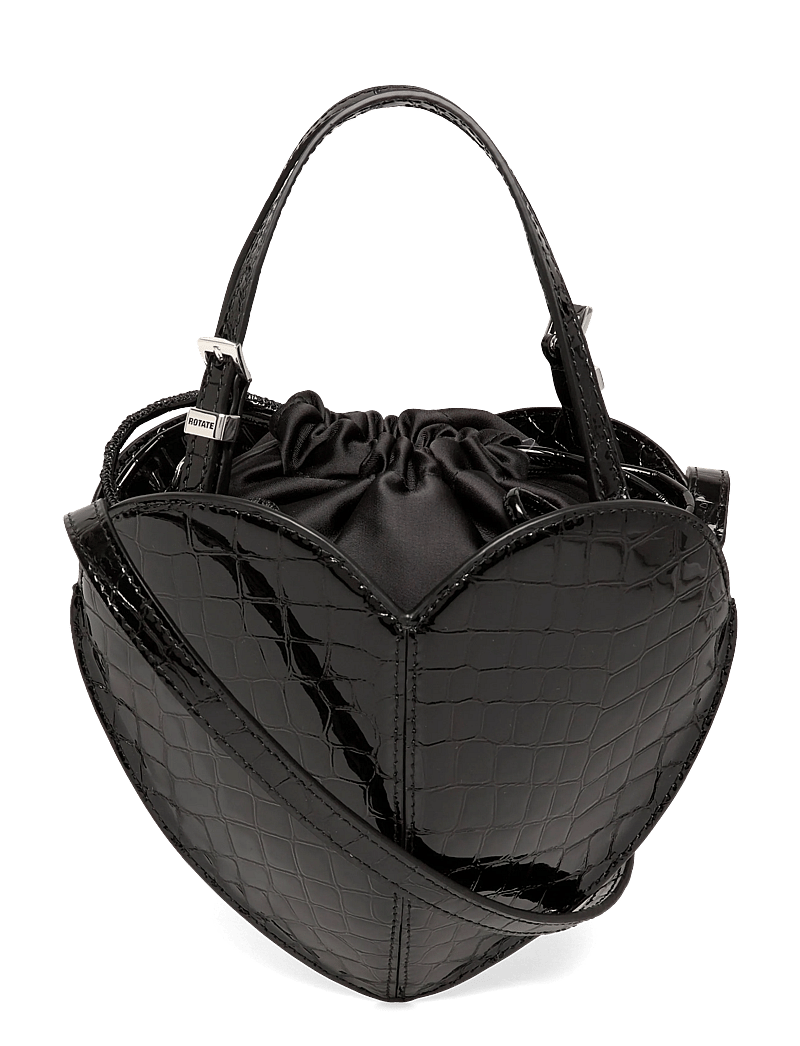 ROTATE - PATENT CROCO HEART BAG - særlige begivenheder - black - 0