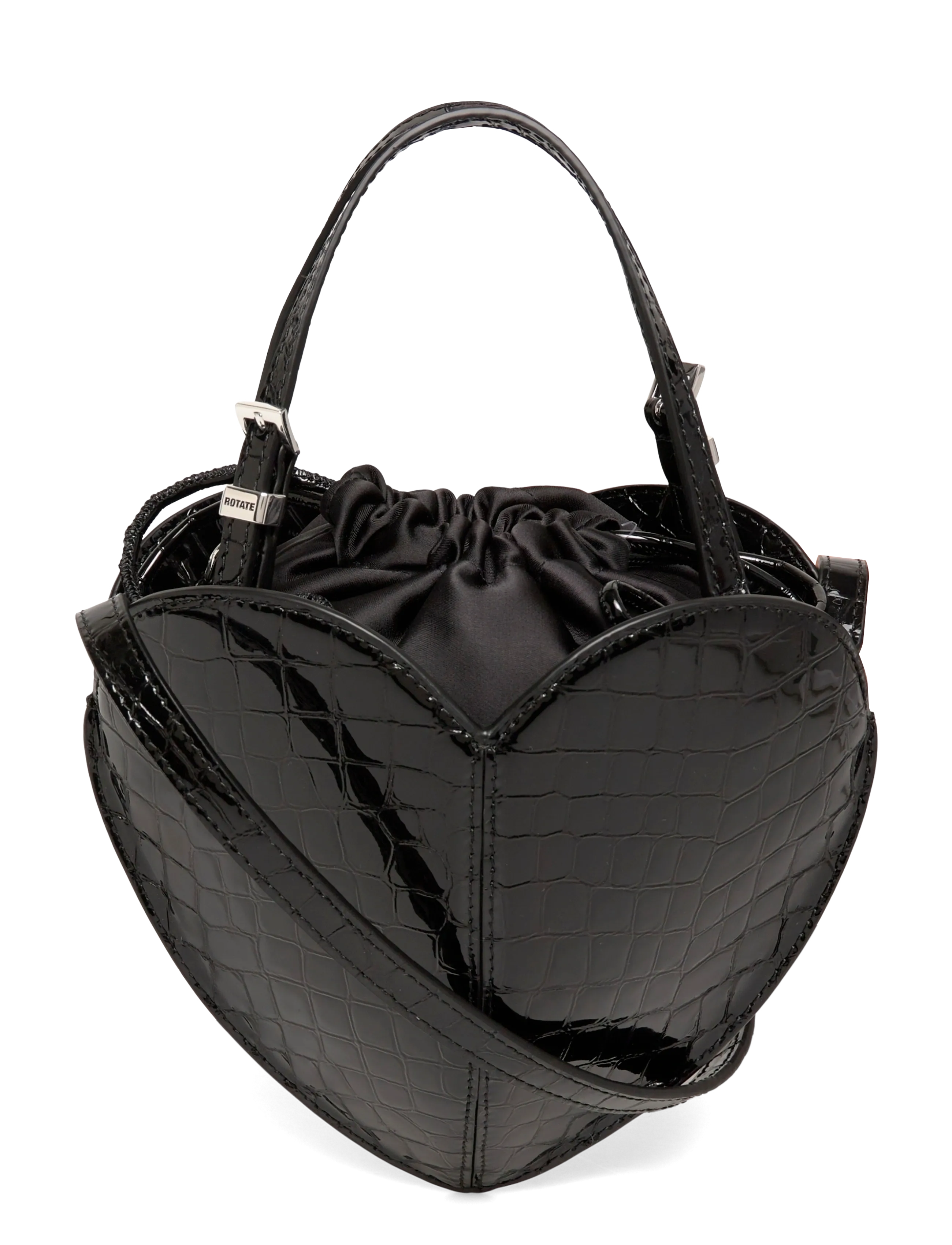 ROTATE PATENT CROCO HEART BAG - Kotid - BLACK / black