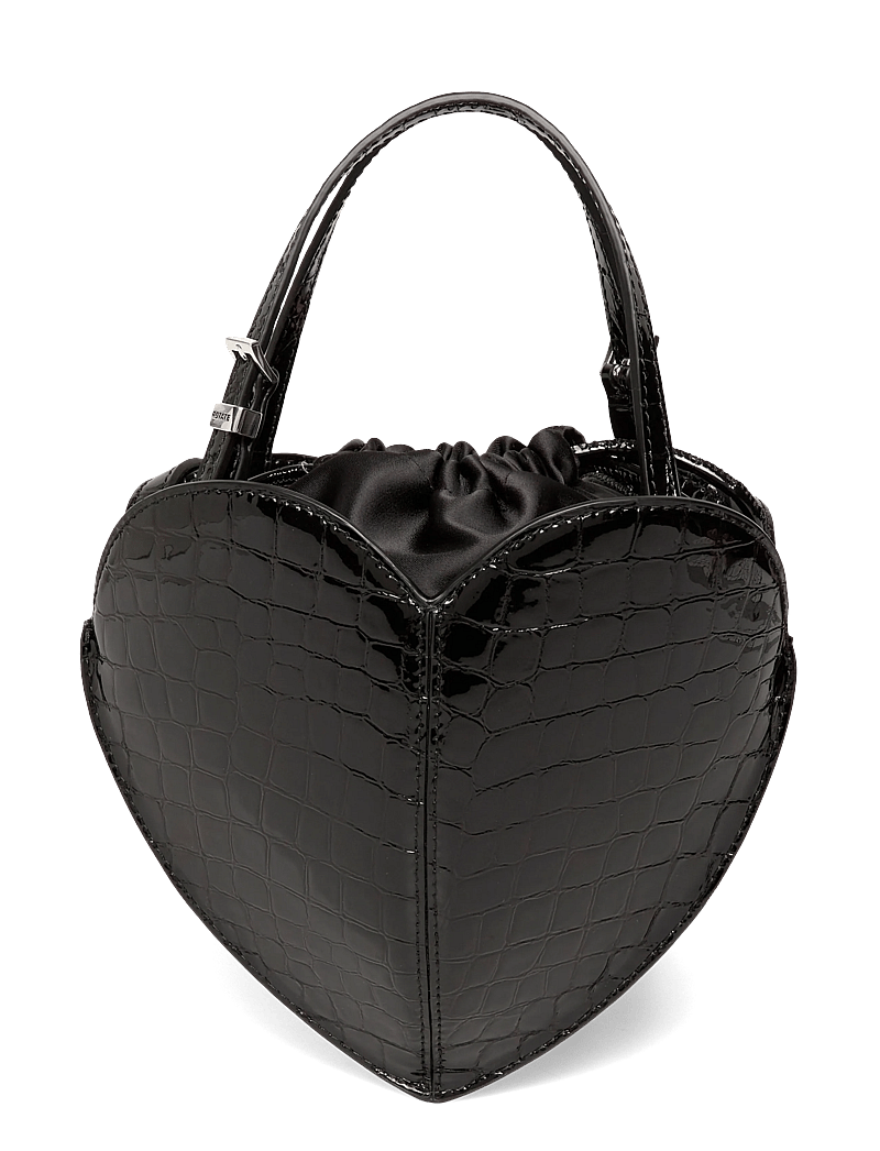 ROTATE - PATENT CROCO HEART BAG - særlige begivenheder - black - 1