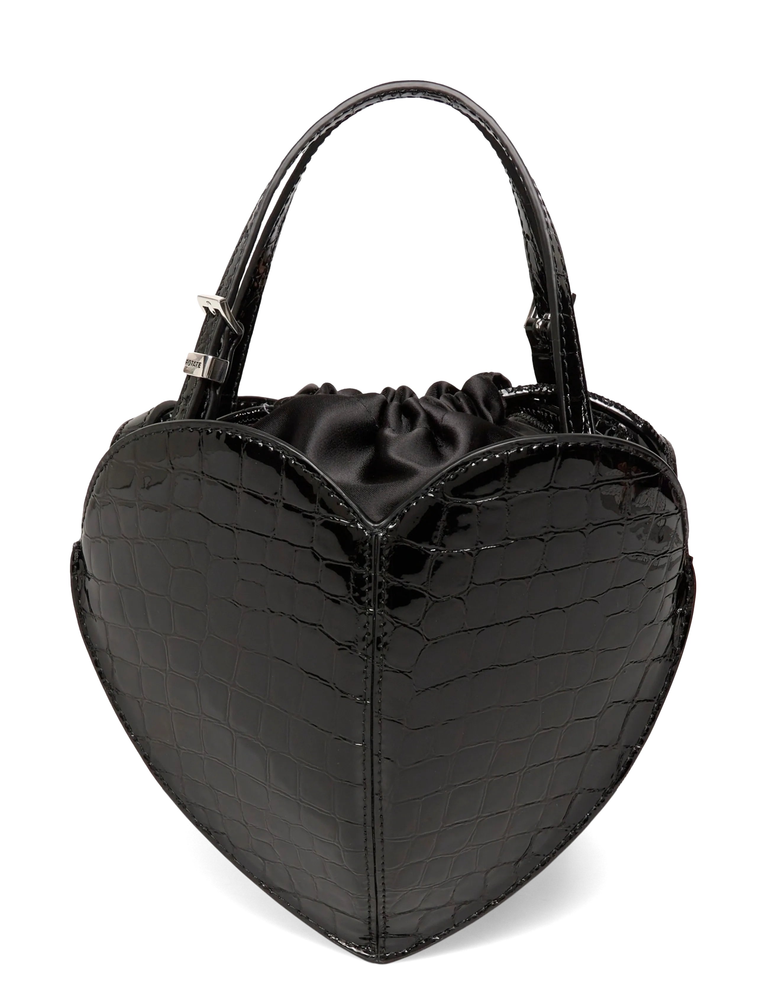 ROTATE - PATENT CROCO HEART BAG - erityistilaisuudet - black - 1