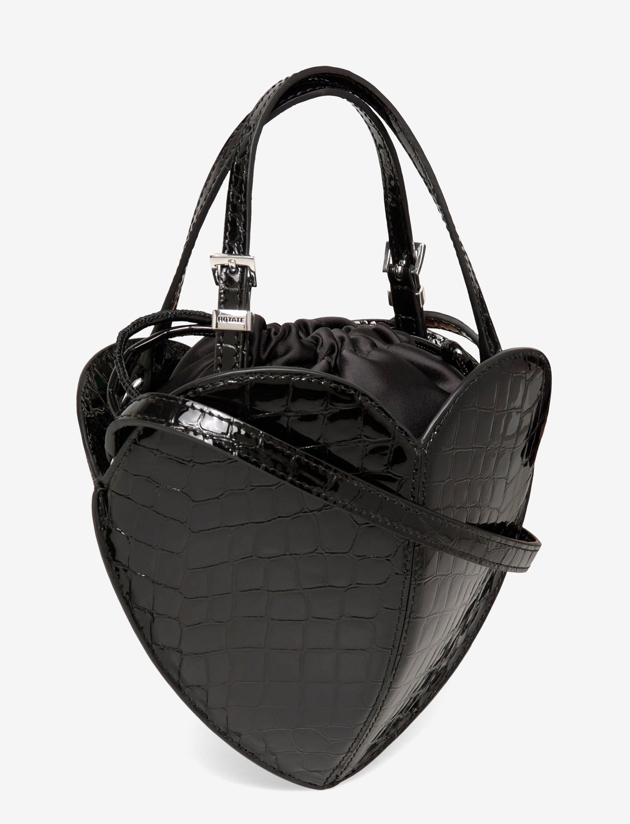 ROTATE - PATENT CROCO HEART BAG - særlige begivenheder - black - 2