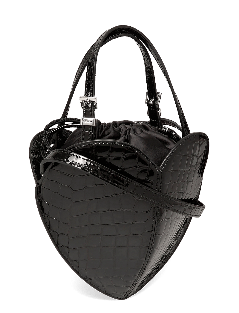 ROTATE - PATENT CROCO HEART BAG - særlige begivenheder - black - 2