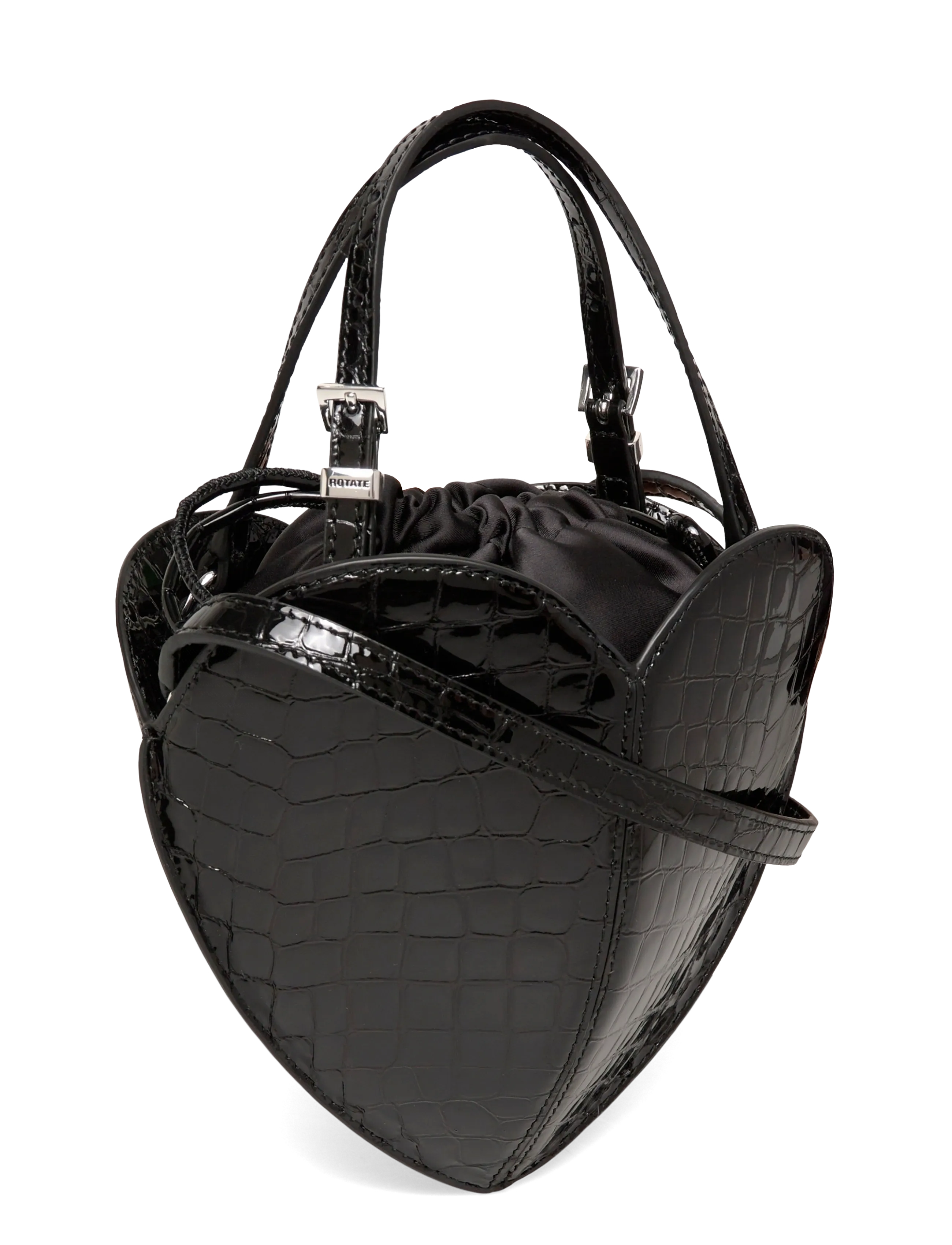 ROTATE - PATENT CROCO HEART BAG - erityistilaisuudet - black - 2