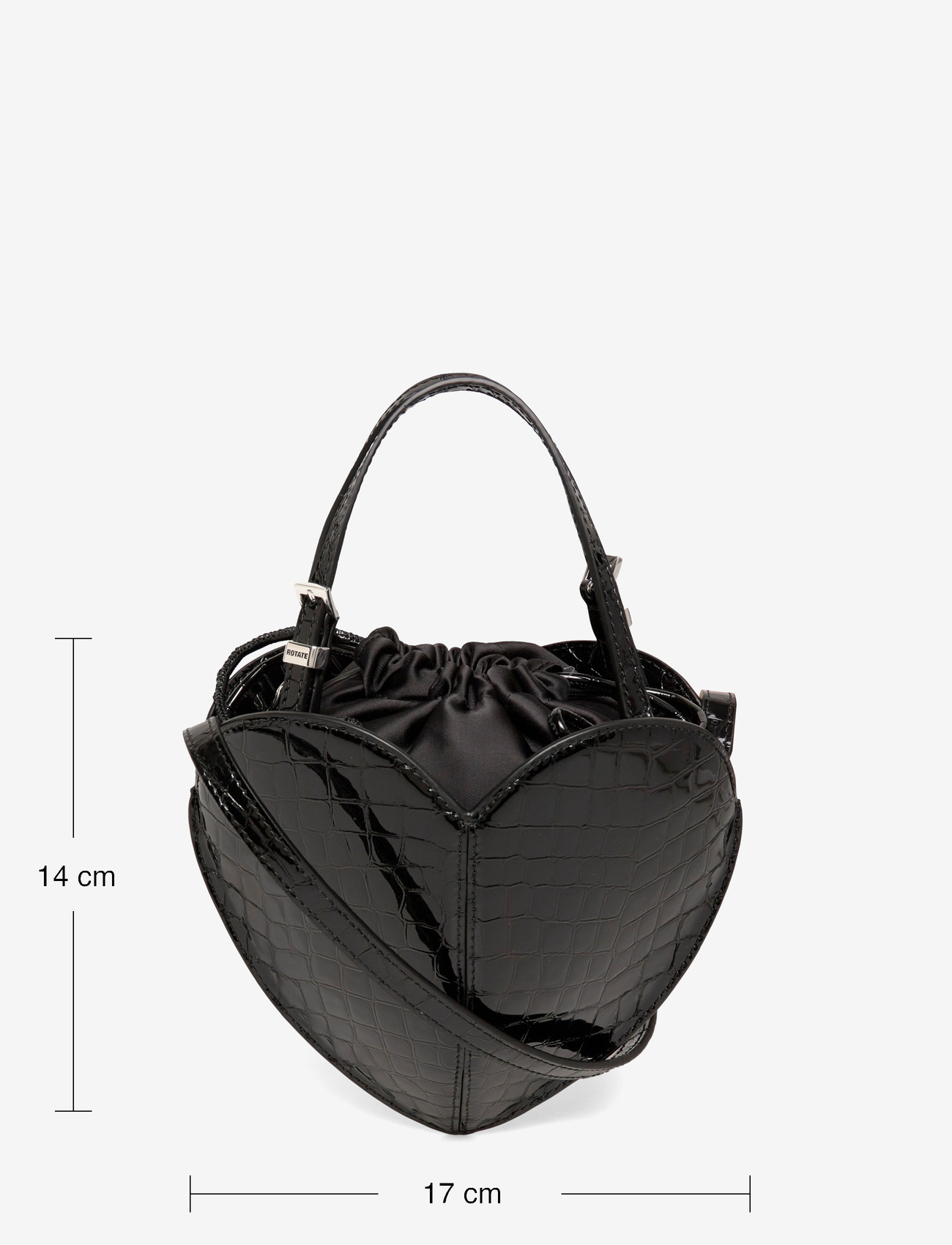 ROTATE - PATENT CROCO HEART BAG - særlige begivenheder - black - 3