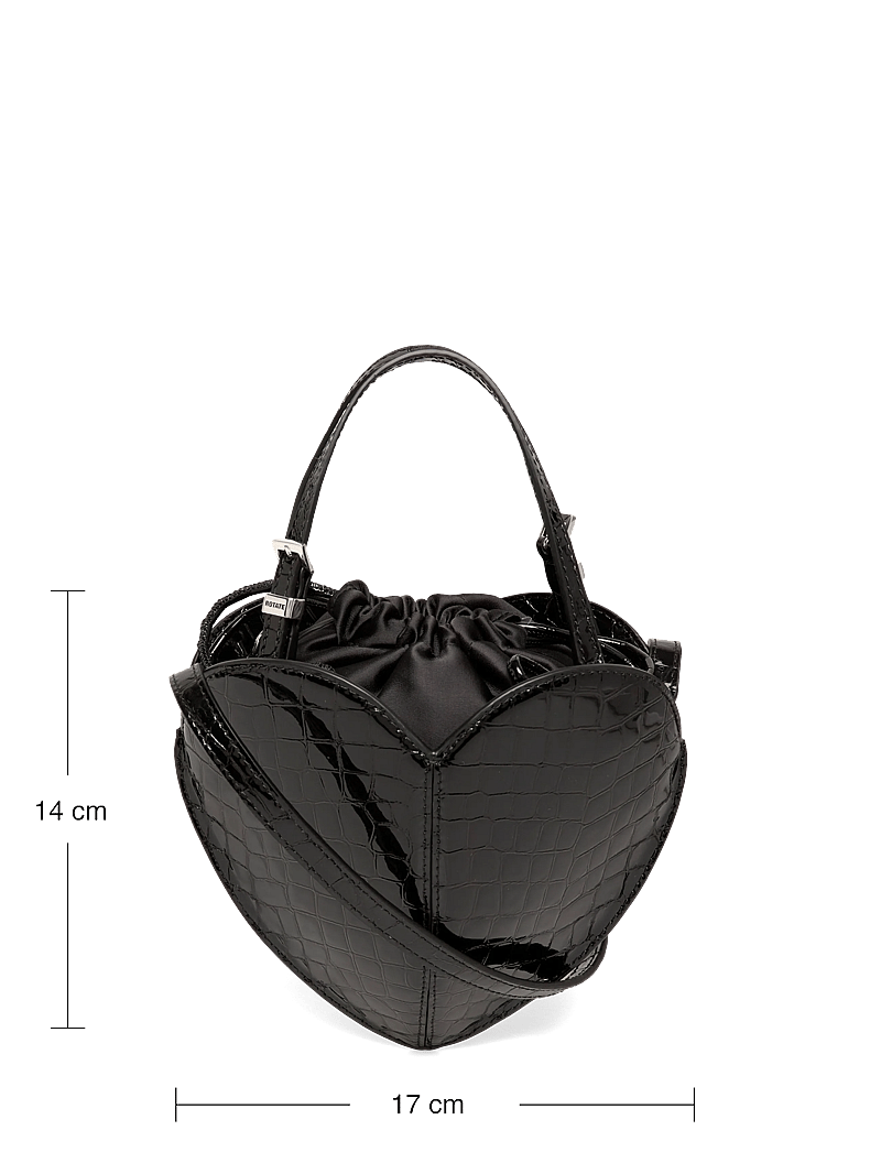 ROTATE - PATENT CROCO HEART BAG - særlige begivenheder - black - 3