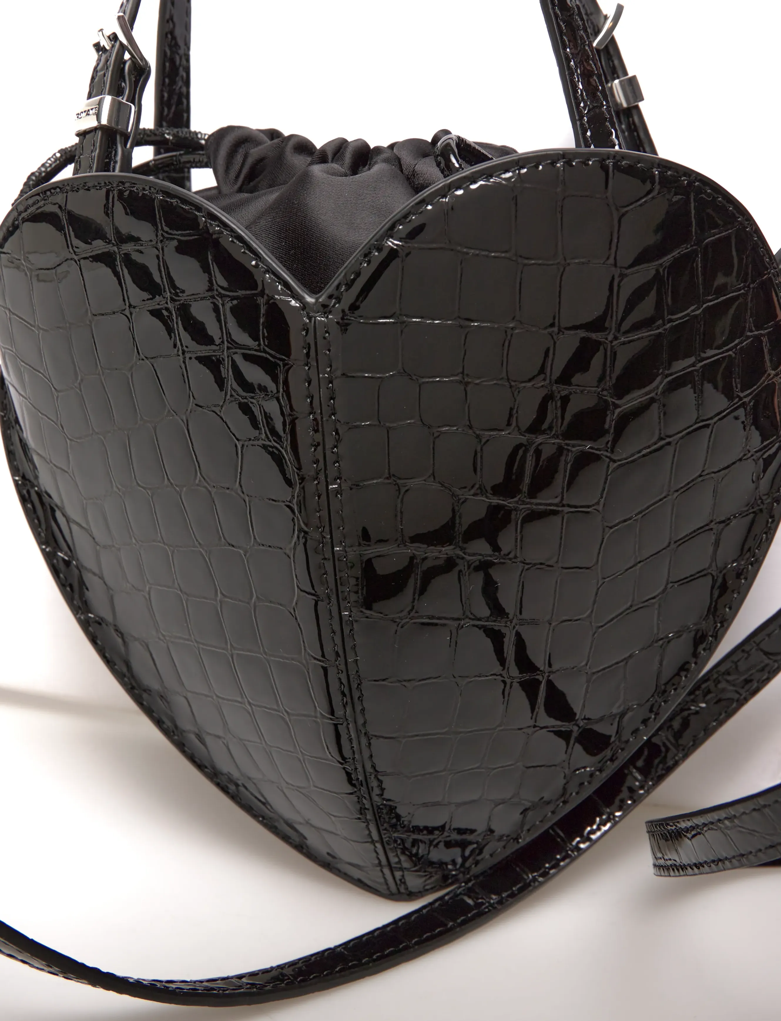 ROTATE - PATENT CROCO HEART BAG - erityistilaisuudet - black - 4