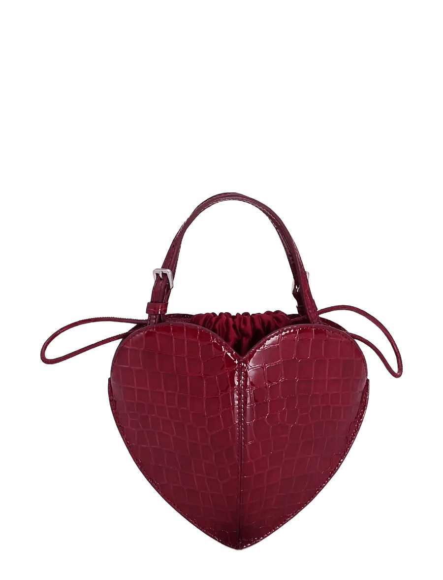 ROTATE - PATENT CROCO HEART BAG - special occasions - windsor wine - 0