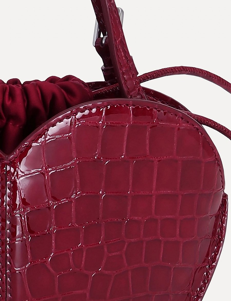 ROTATE - PATENT CROCO HEART BAG - special occasions - windsor wine - 1