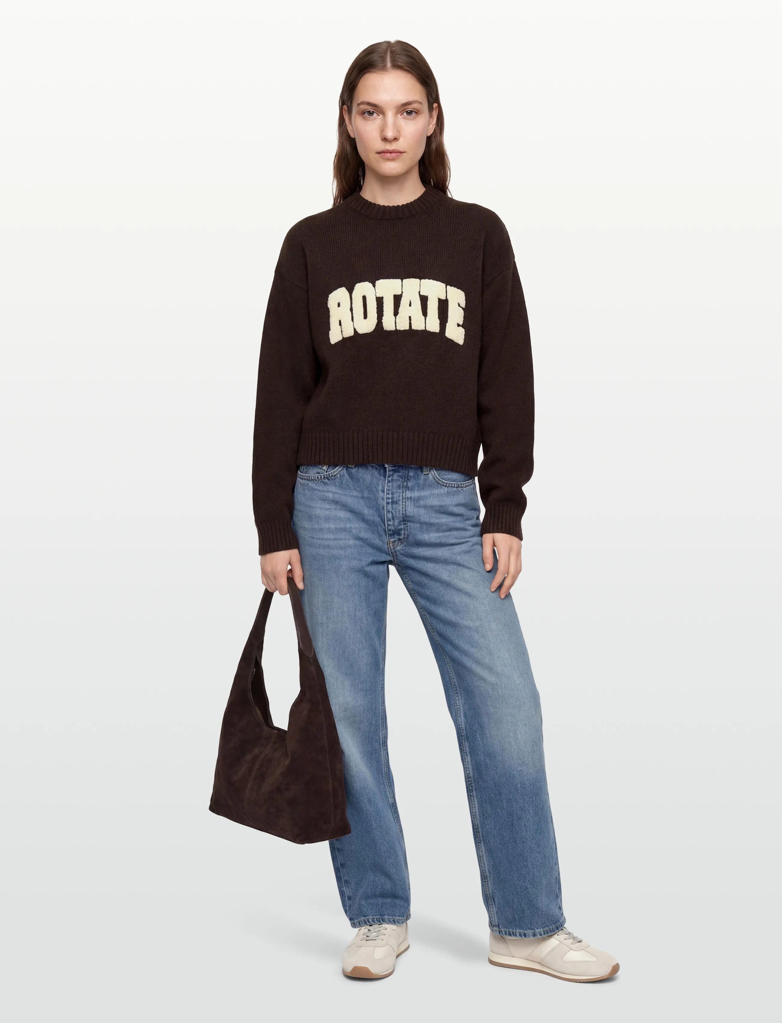 ROTATE CREWNECK SWEATER - Strik - MOLÉ COMB. / brown