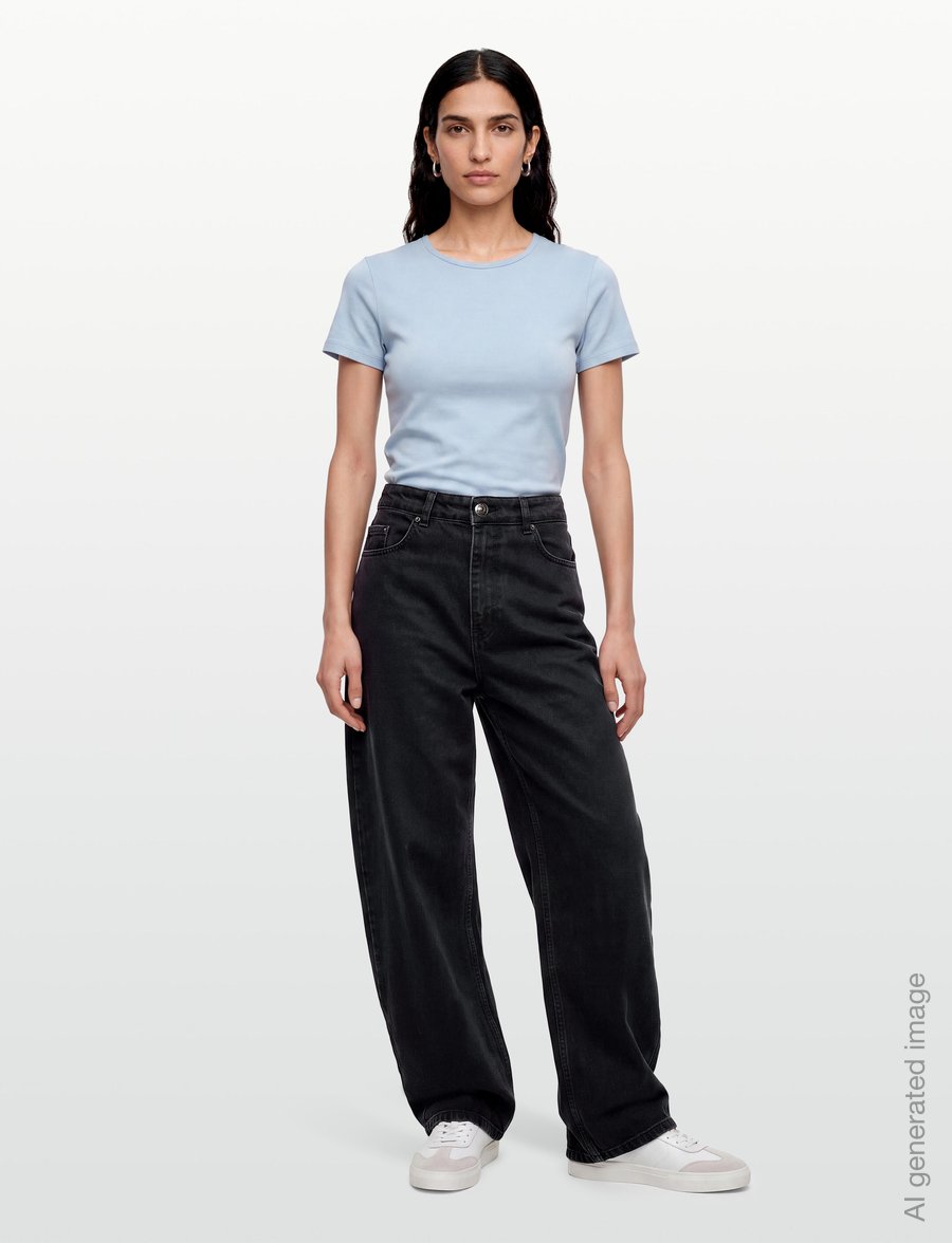 ROTATE - DRAPED BARREL LEG JEANS - barrel jeans - black denim - 0