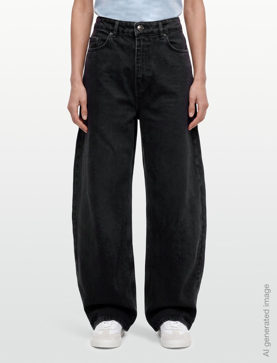 ROTATE - DRAPED BARREL LEG JEANS - barrel jeans - black denim - 3