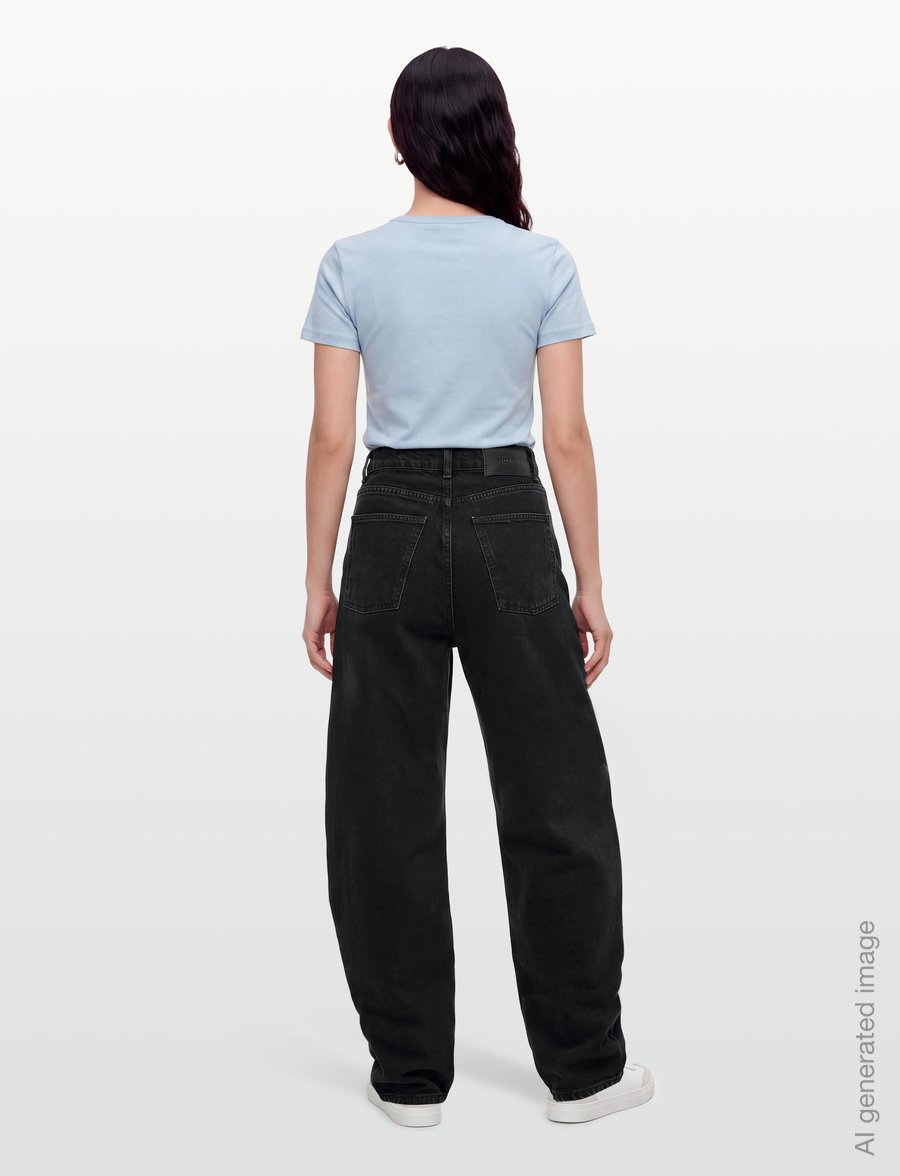 ROTATE - DRAPED BARREL LEG JEANS - barrel jeans - black denim - 4